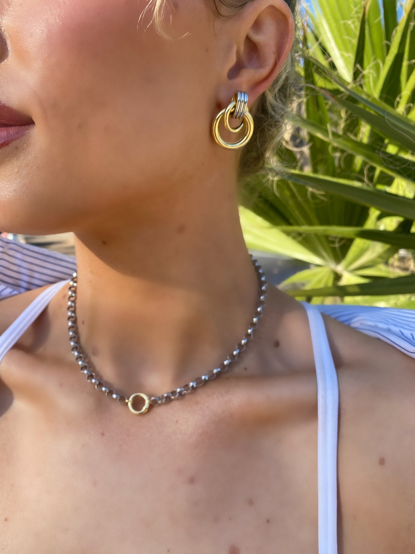 Mixed metal Chunky rolo choker