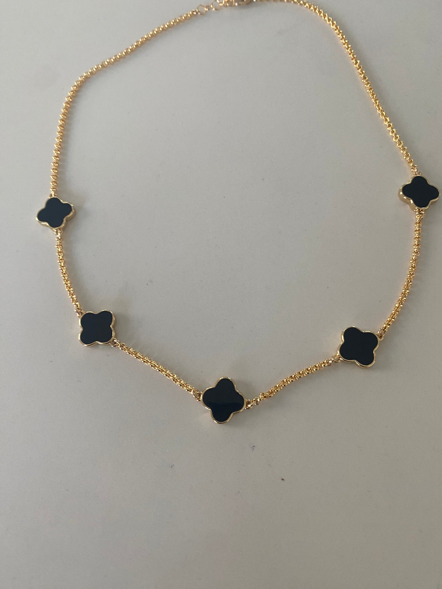 5 Clover necklace, Turquoise clover necklace, Gold filled