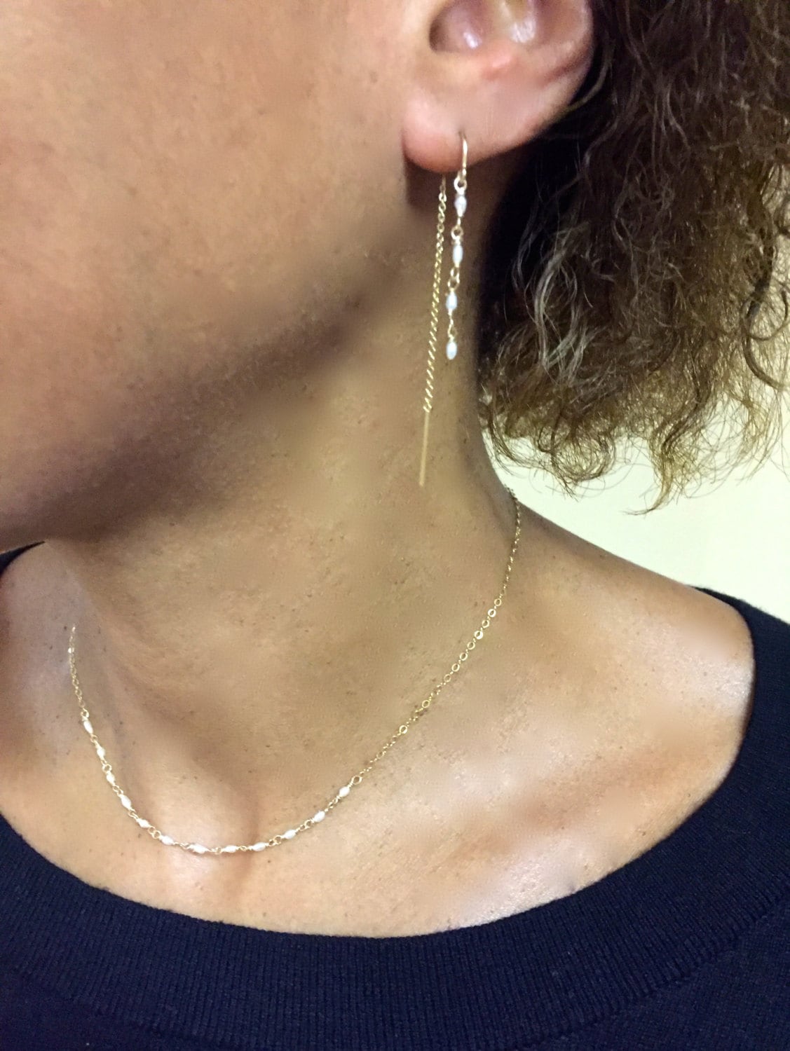 Threader earring - semi-precious stones