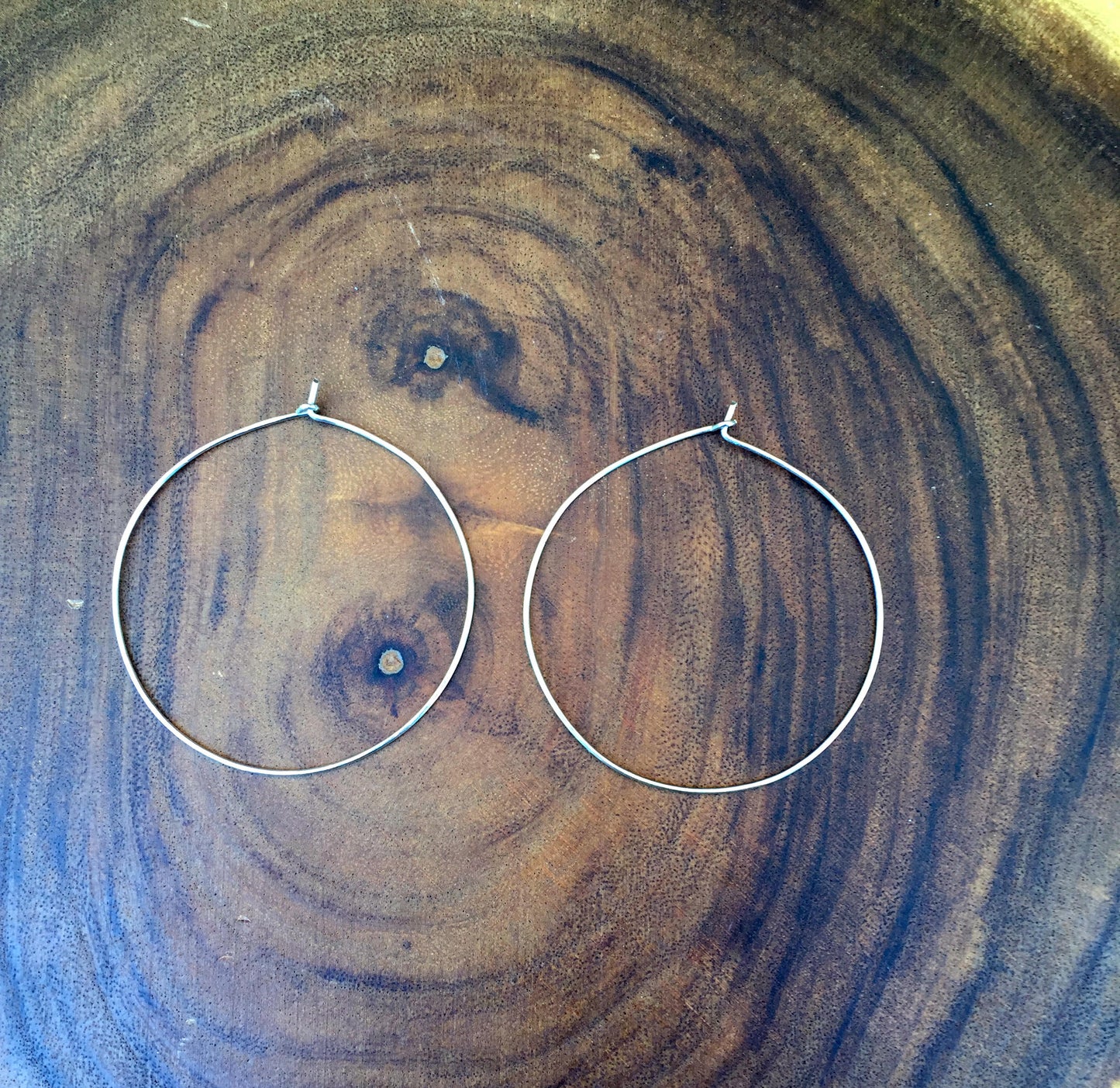 Large hand made hammered hoops