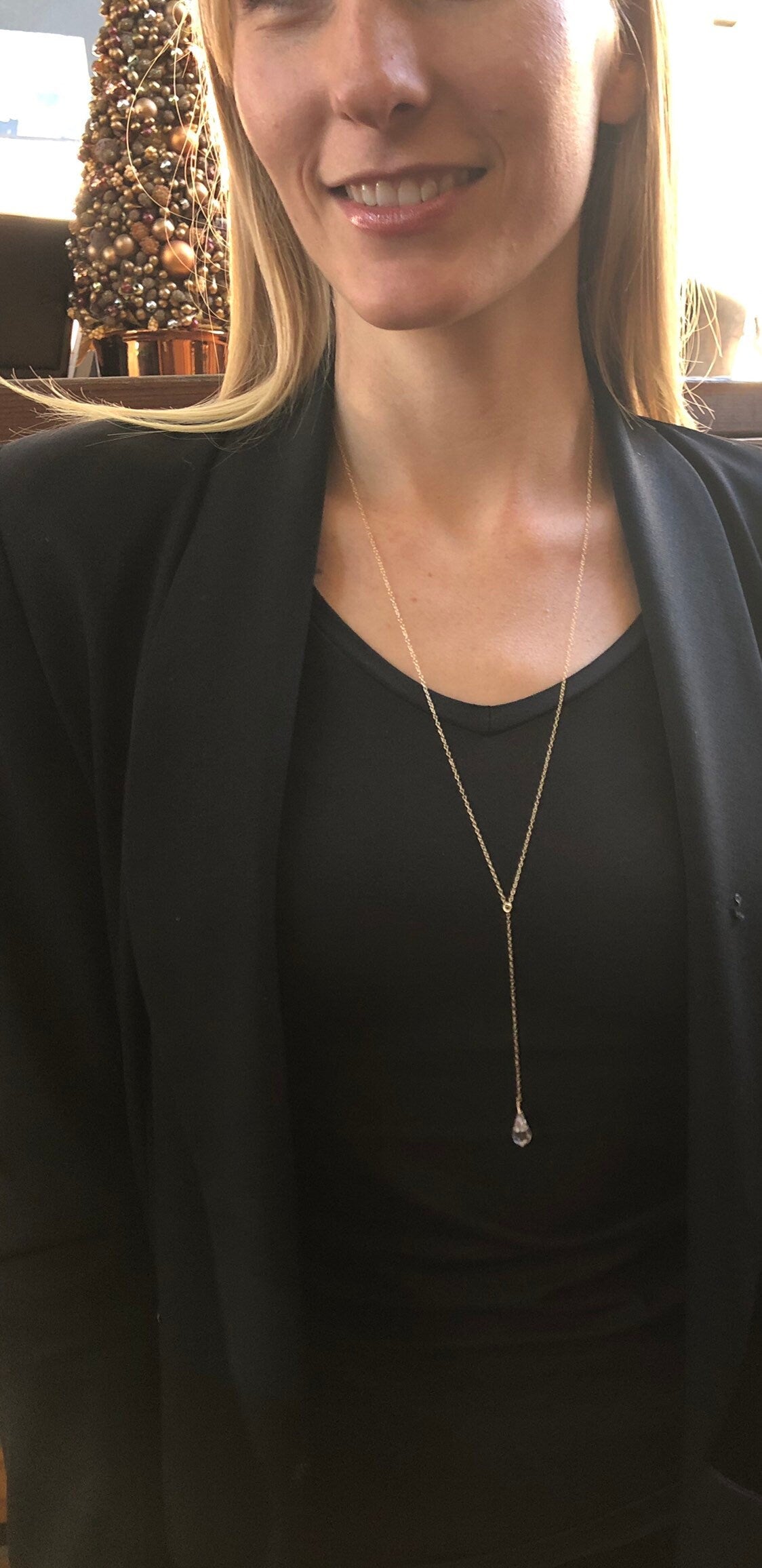 Long Y necklace with Swarovski crystal