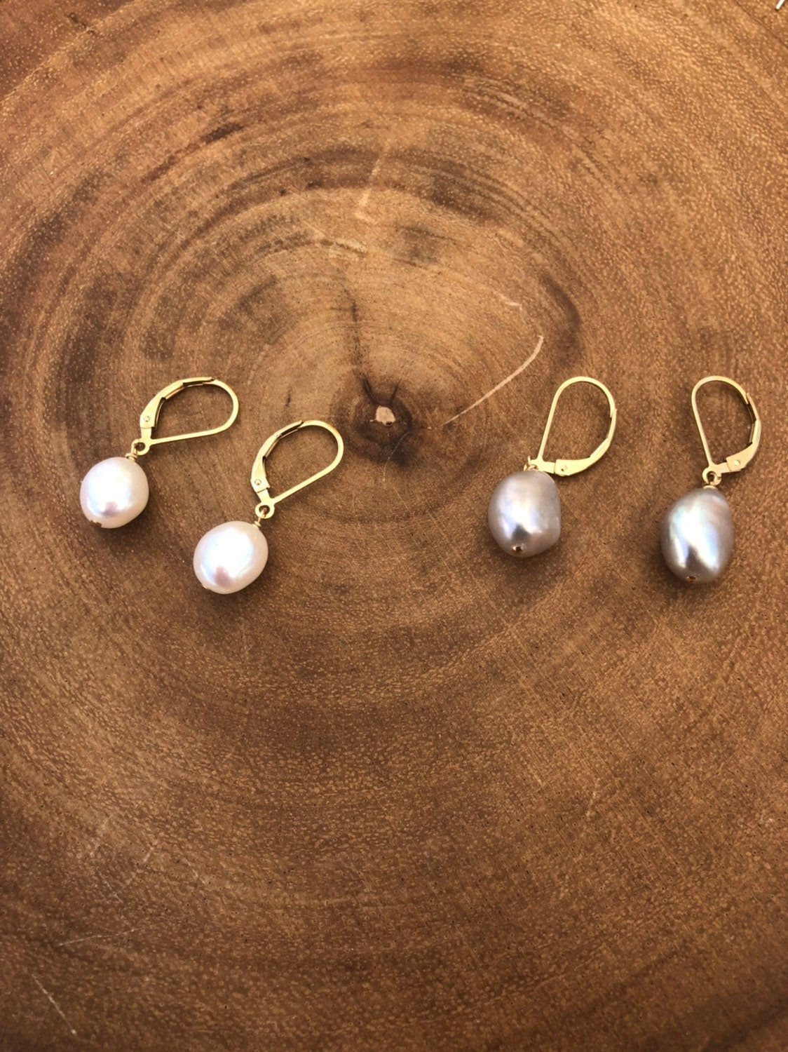 Baroque pearl dangle hoop earrings
