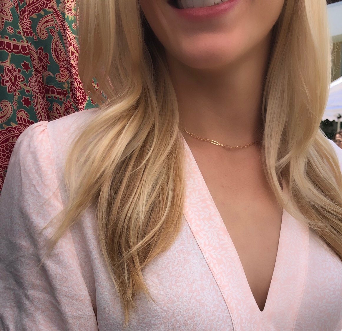 Dainty paper clip chain necklace