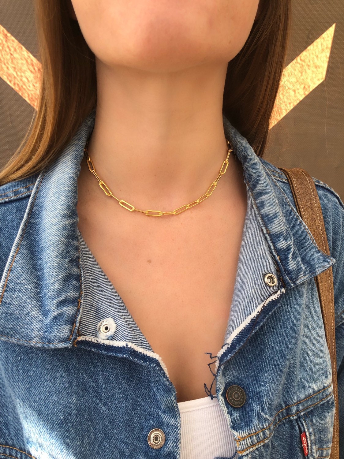 Paper clip chain necklace