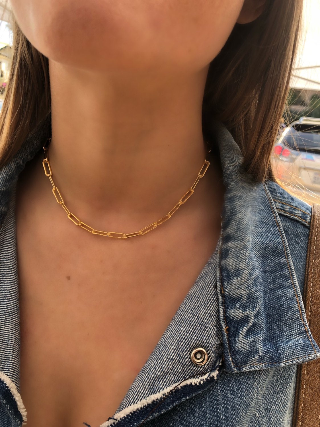 Paper clip chain necklace