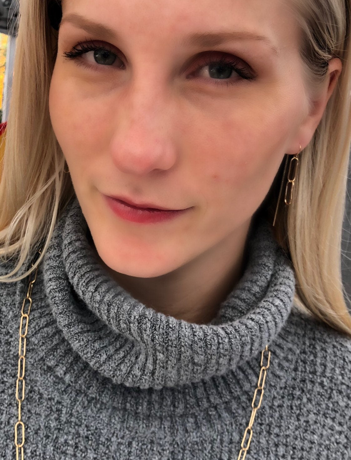 Large paper clip threader earrings