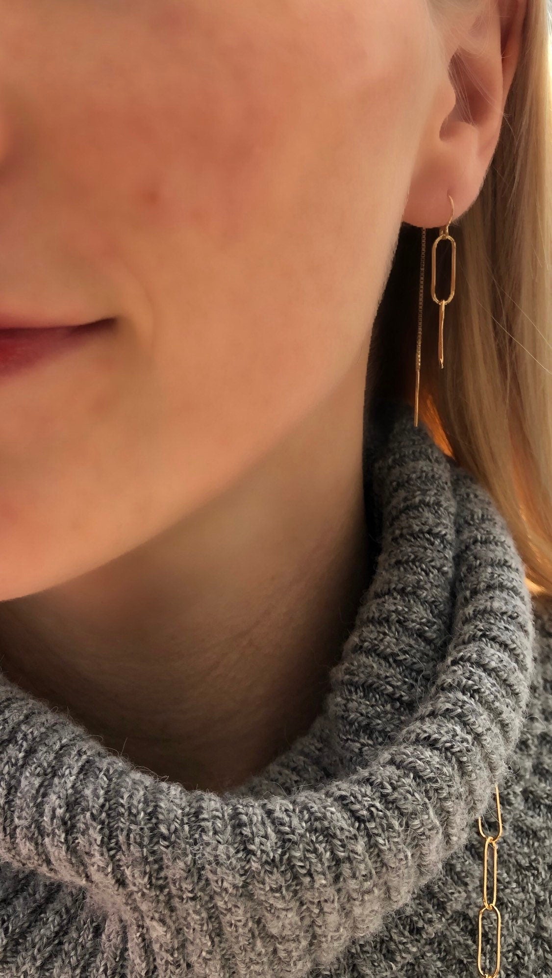 Large paper clip threader earrings