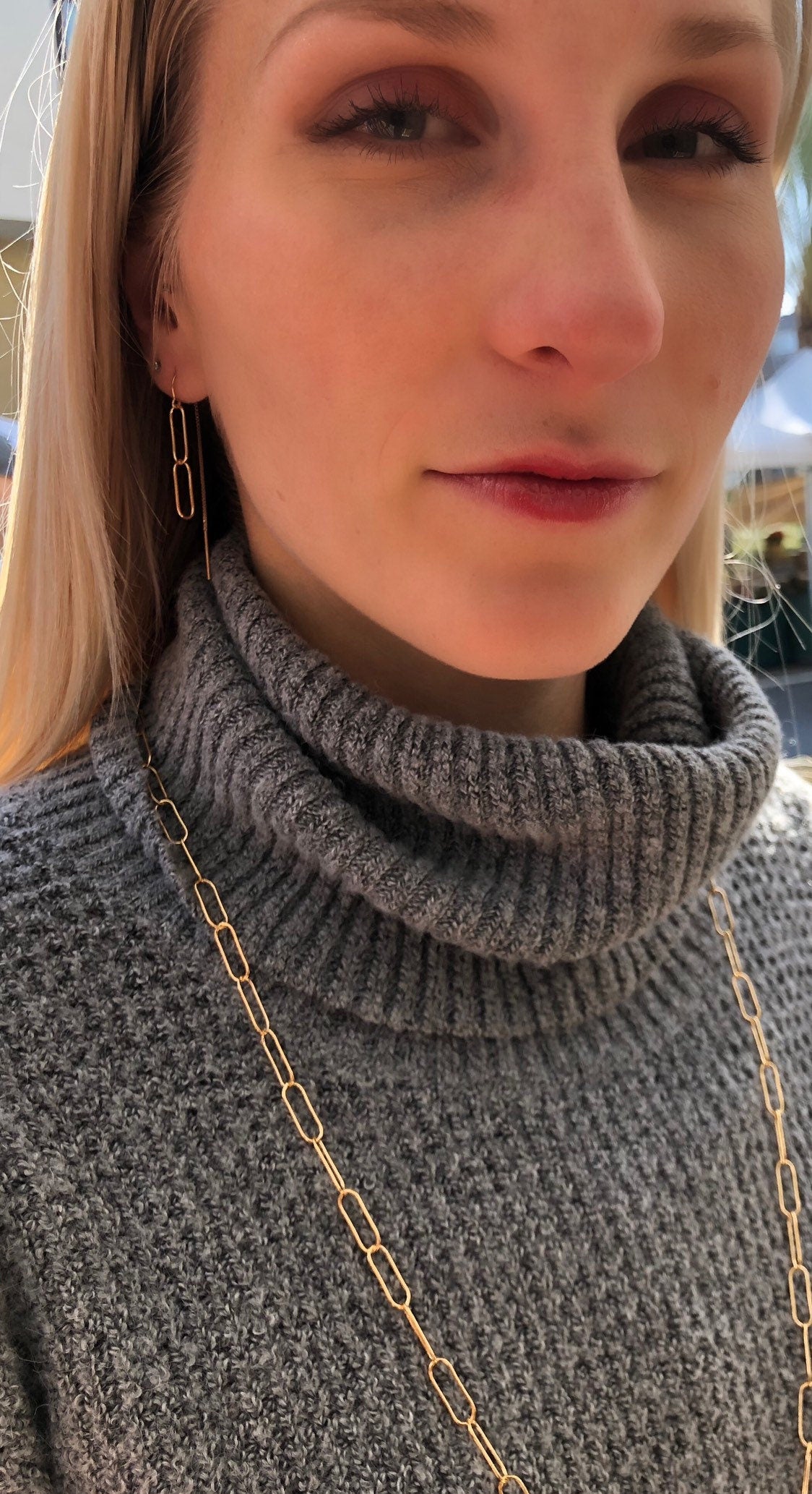 Large paper clip threader earrings