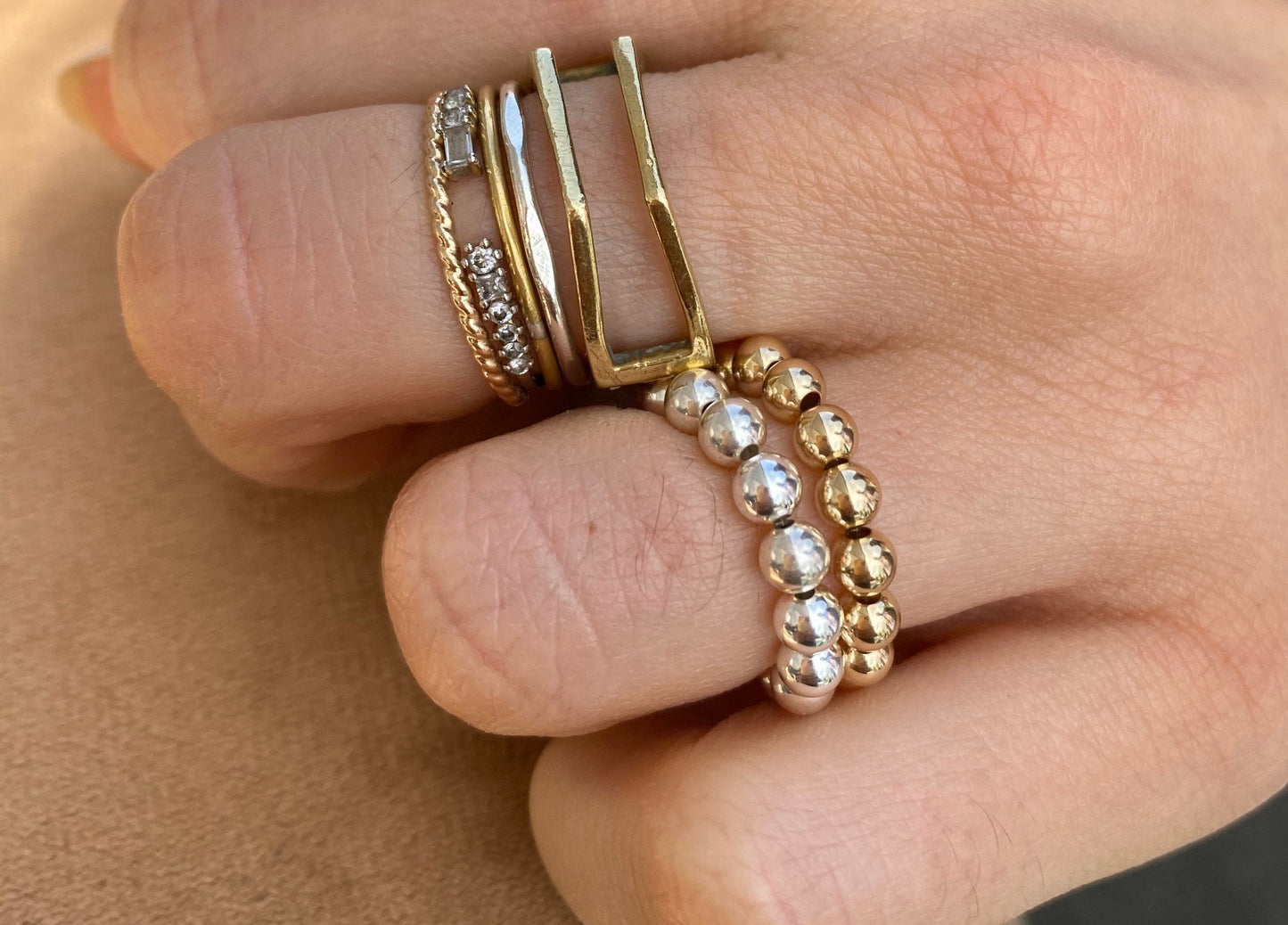 4mm hand made beaded ring
