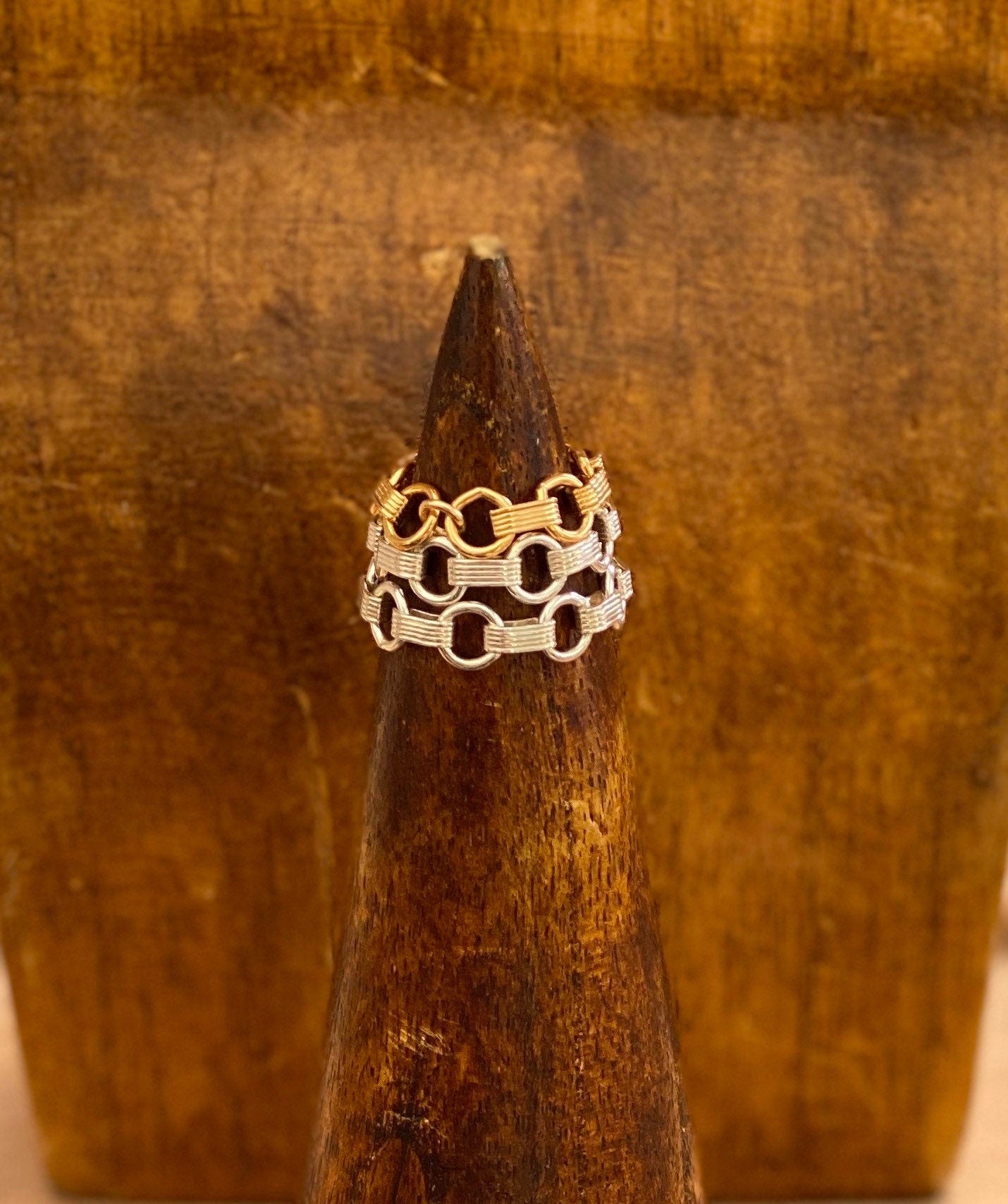 Chain ring Gold filled and Sterling silver