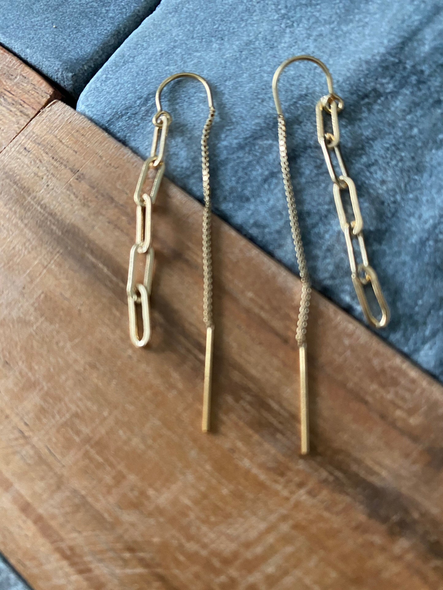 Paper clip chain threader earrings