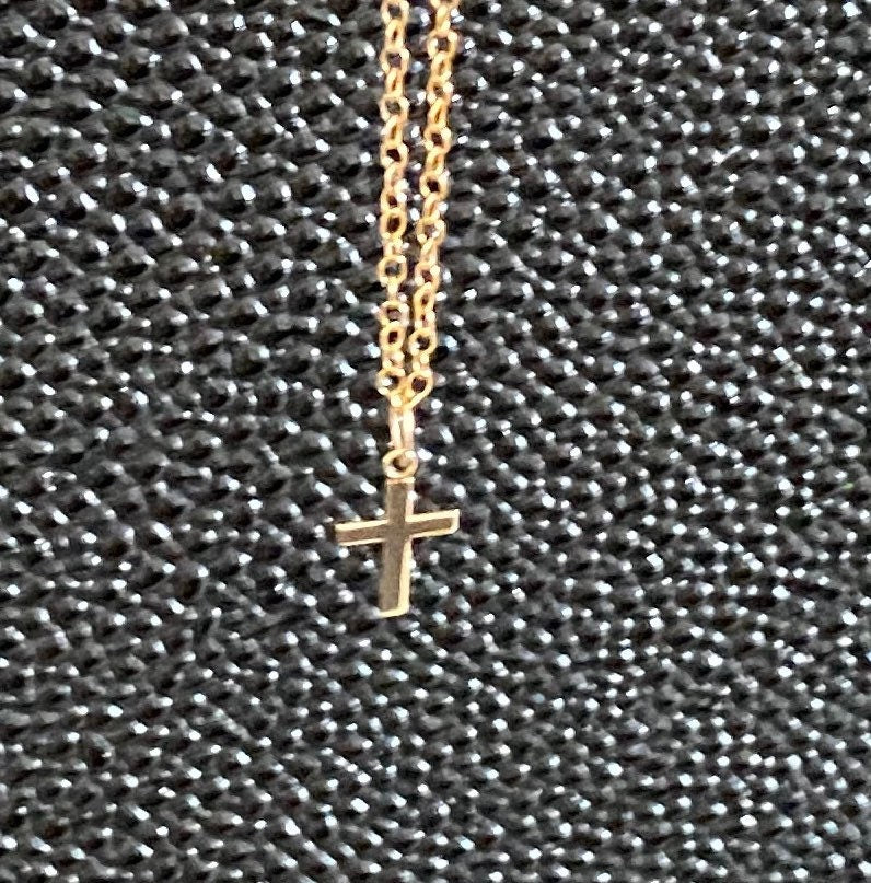Tiny 14k gold cross necklace