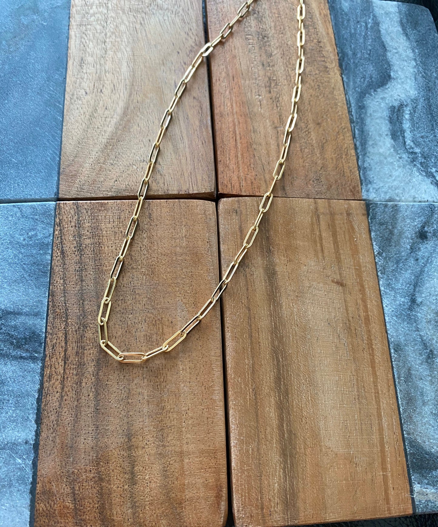 Dainty paper clip chain necklace