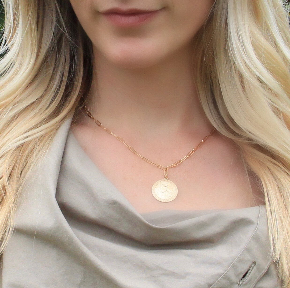 Saint Christopher medallion necklace