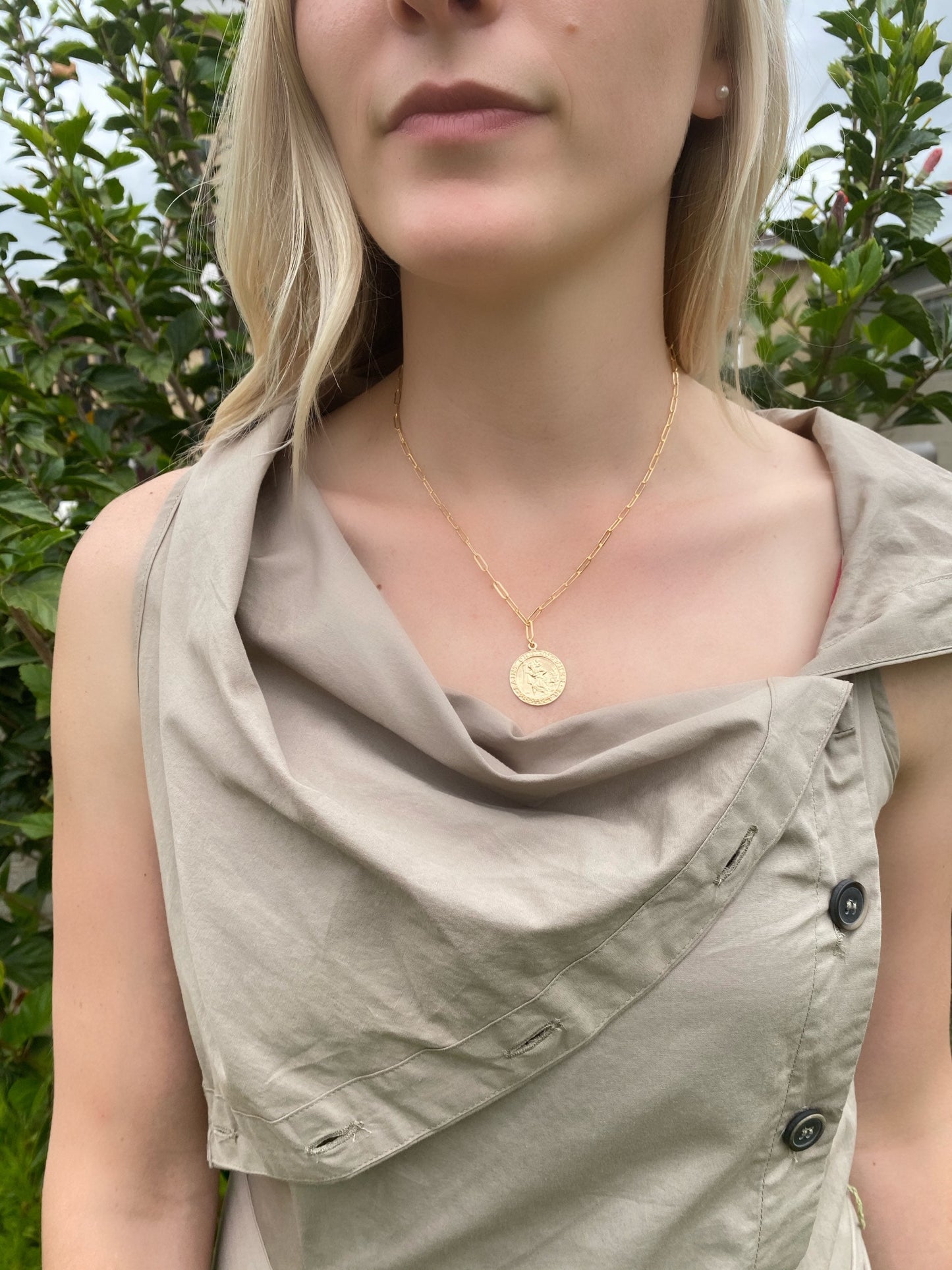 Saint Christopher medallion necklace