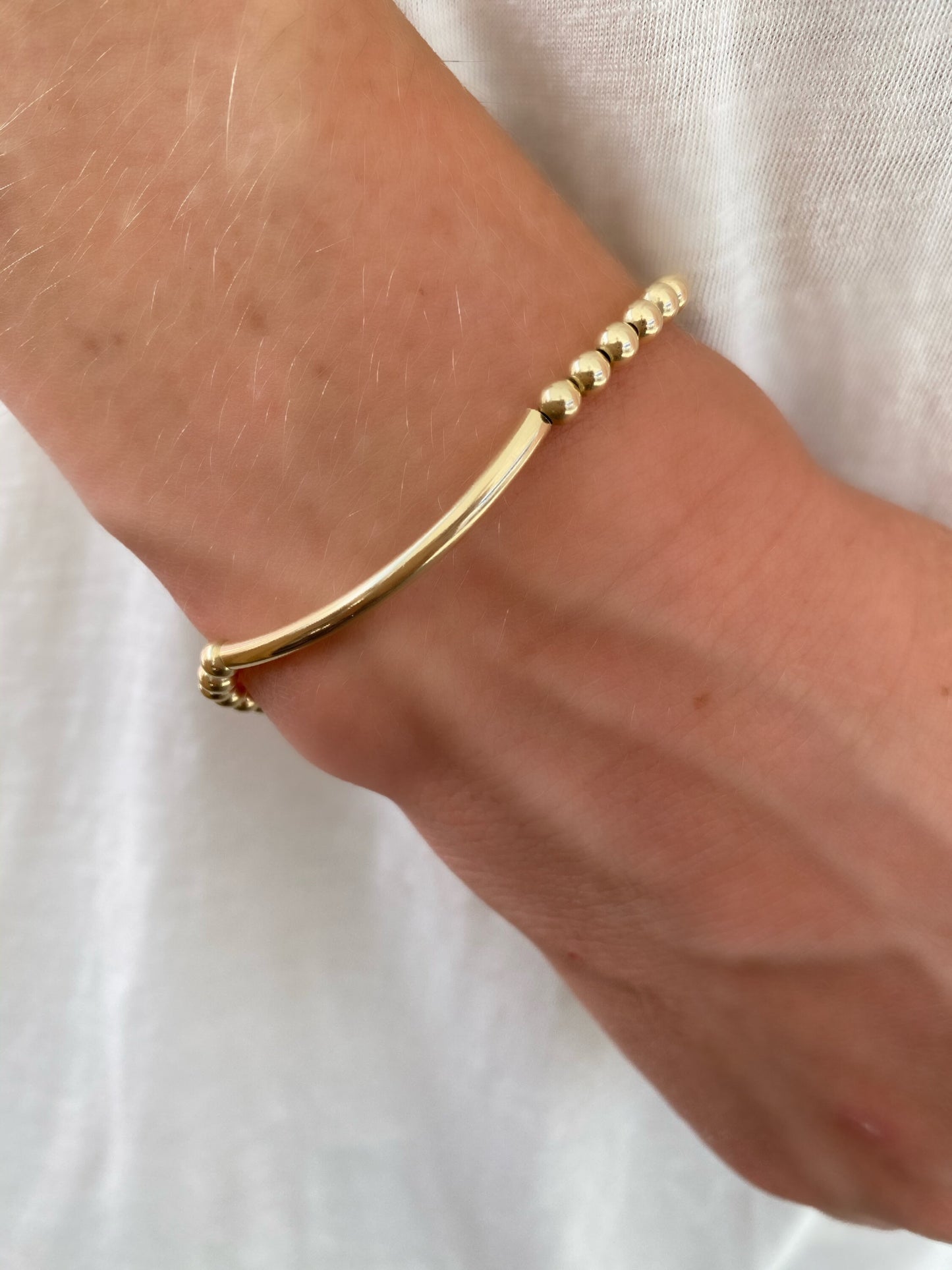 Curved bar hand made beaded bracelet