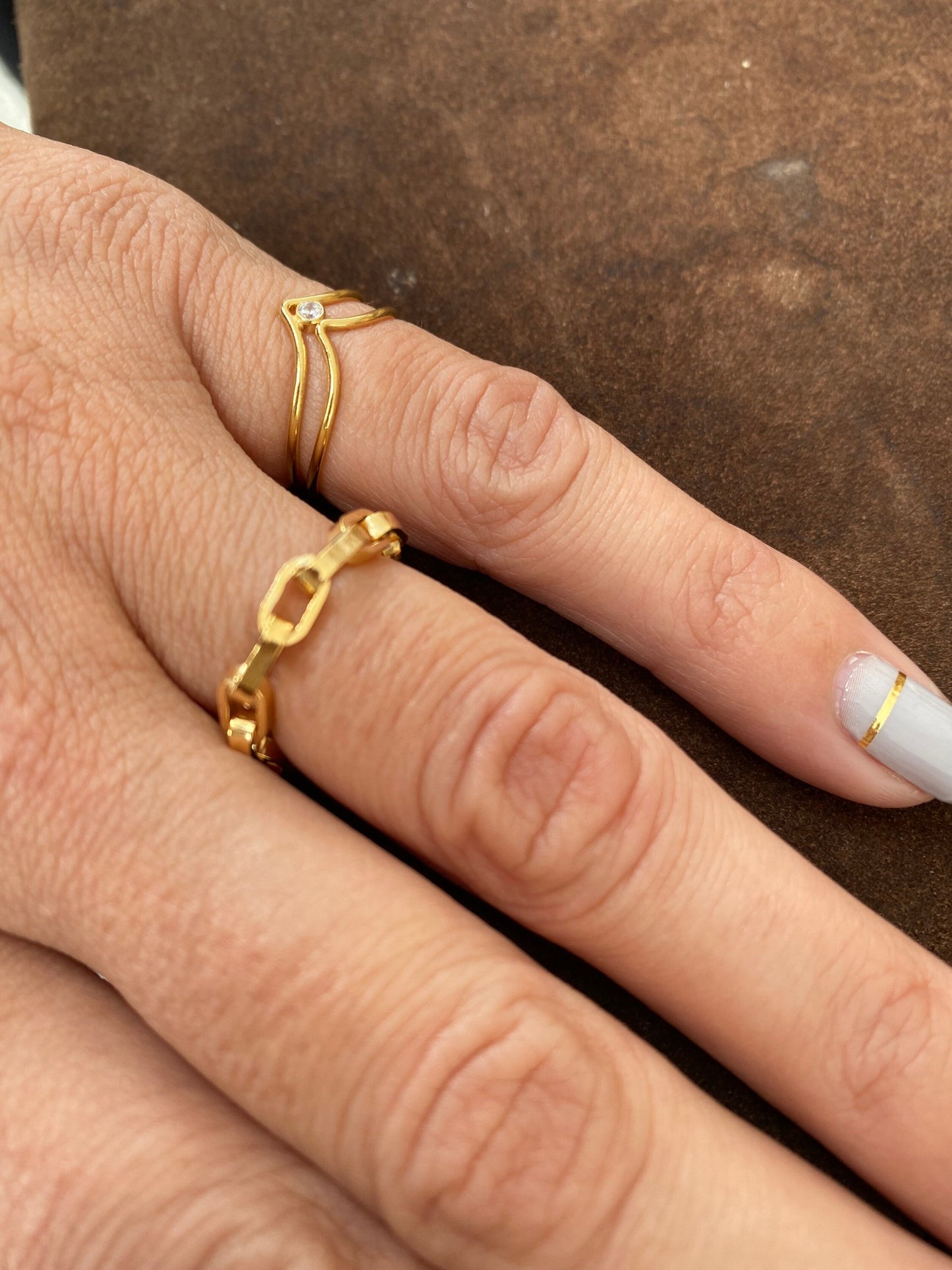 Chunky chain ring, gold filled or Sterling silver