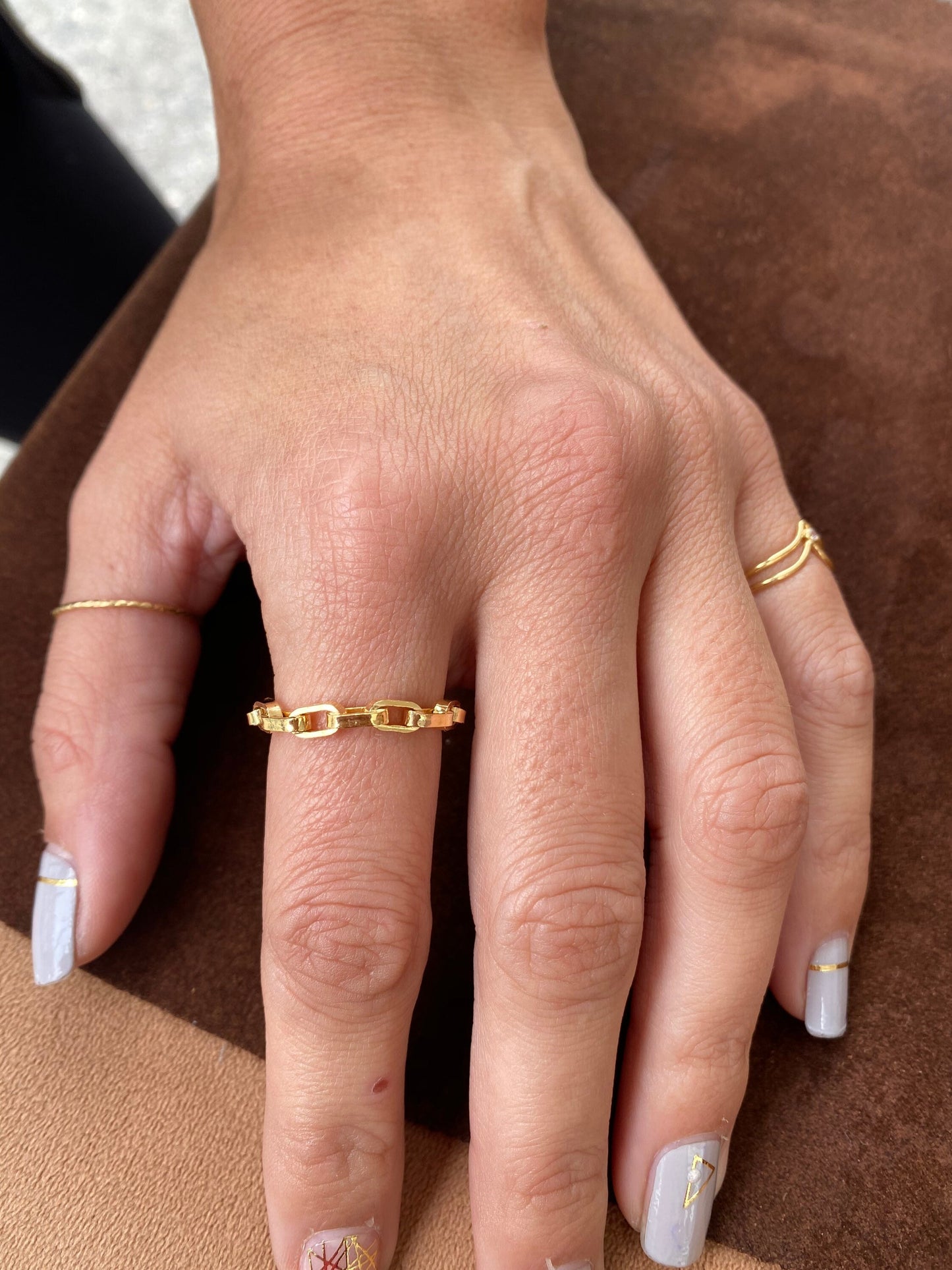Chunky chain ring, gold filled or Sterling silver