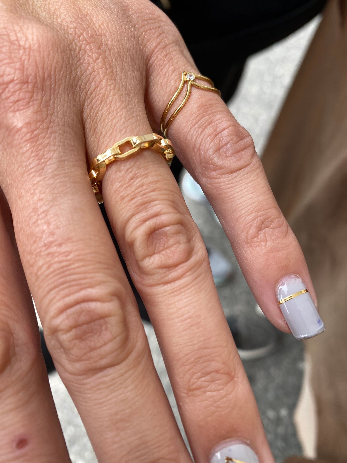 Chunky chain ring, gold filled or Sterling silver