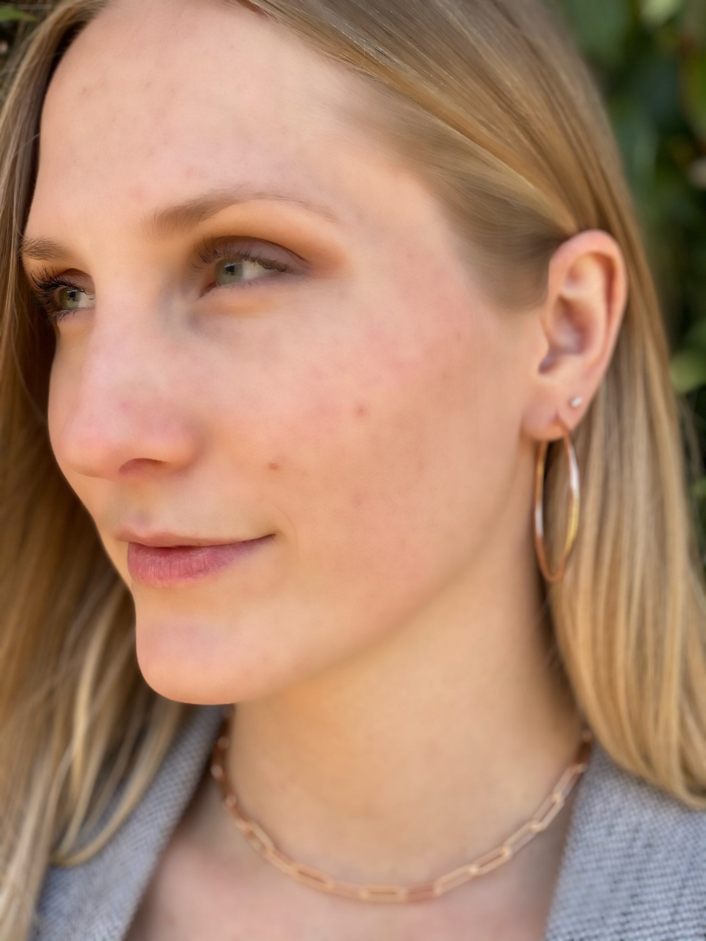 Rose gold filled paper clip chain necklace
