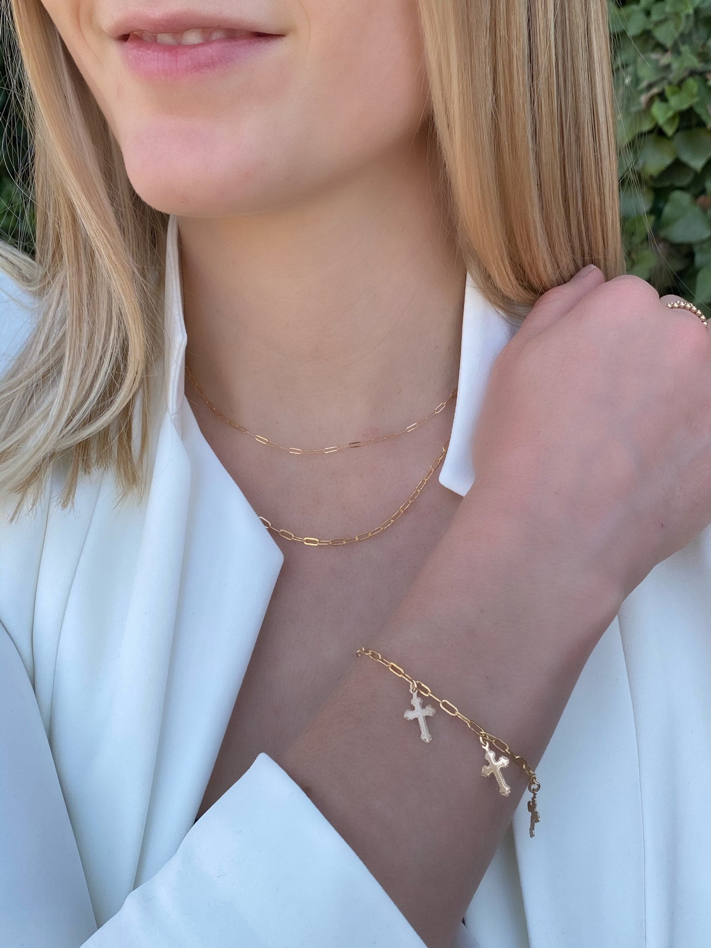 Cross charm bracelet- Gold filled or Sterling silver