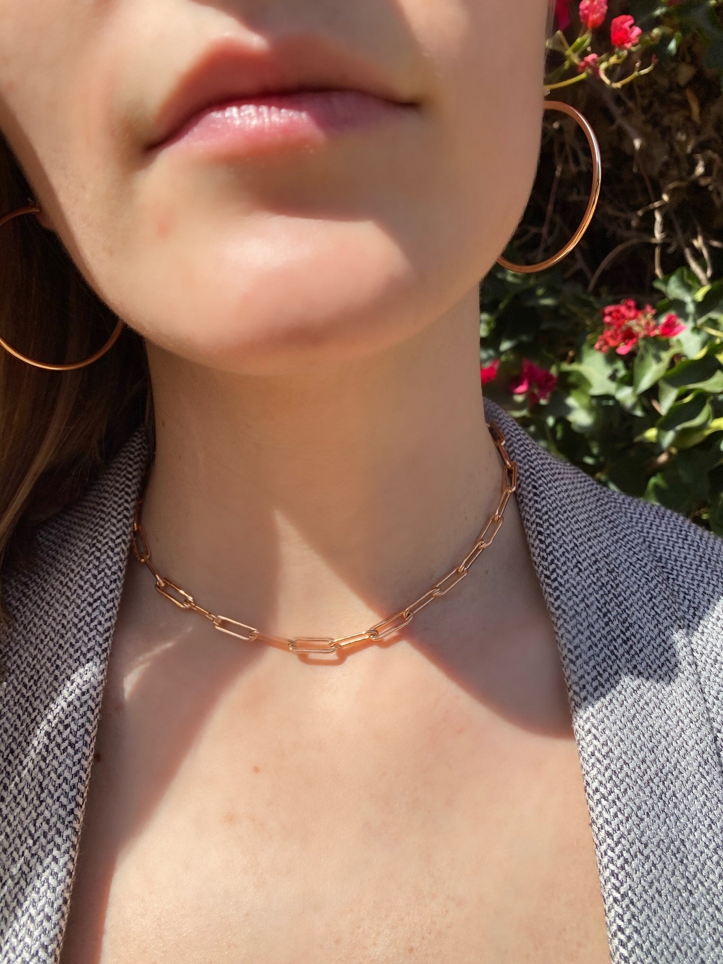 Rose gold filled paper clip chain necklace