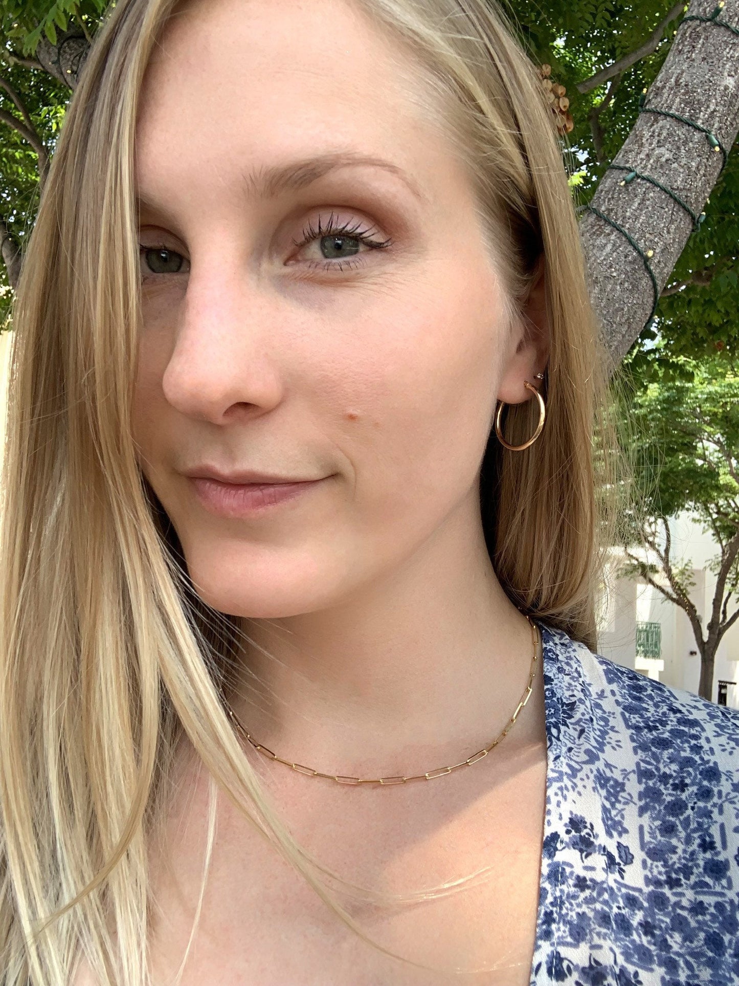 14k gold rounded paper clip chain necklace