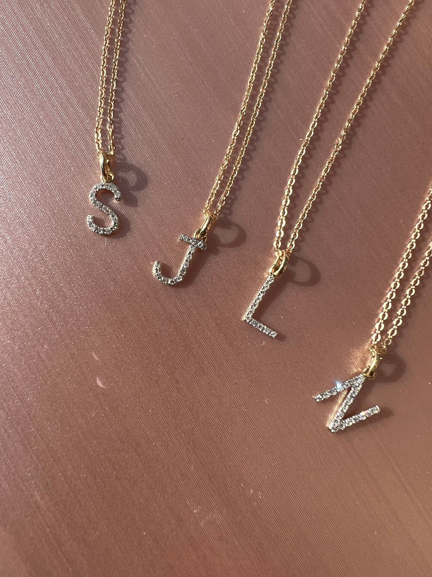 14k gold diamond initial pendant necklace