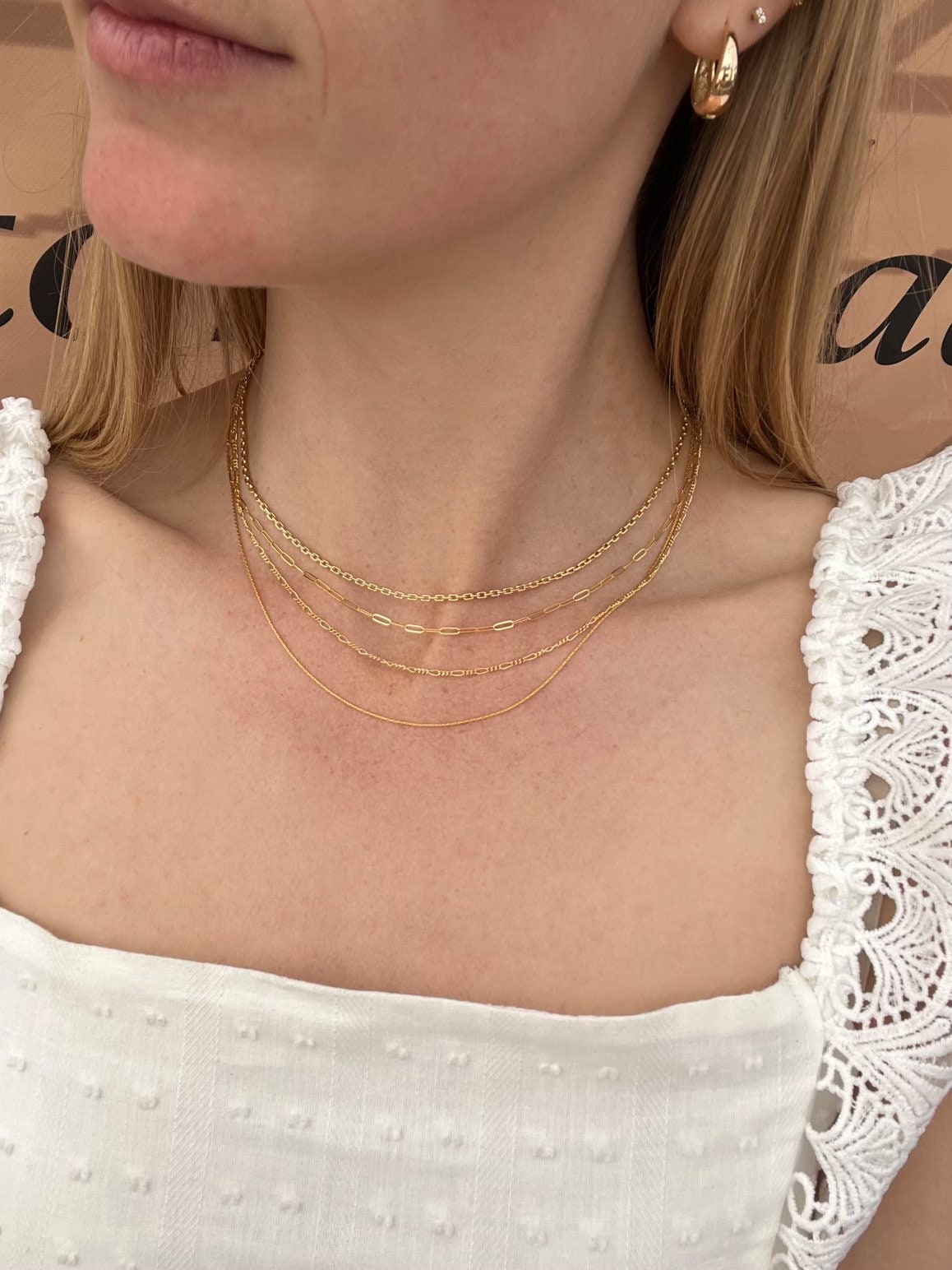Multi strand necklace, 14k gold filled necklace, Dainty multi strand necklace, Anti-tangle clasp