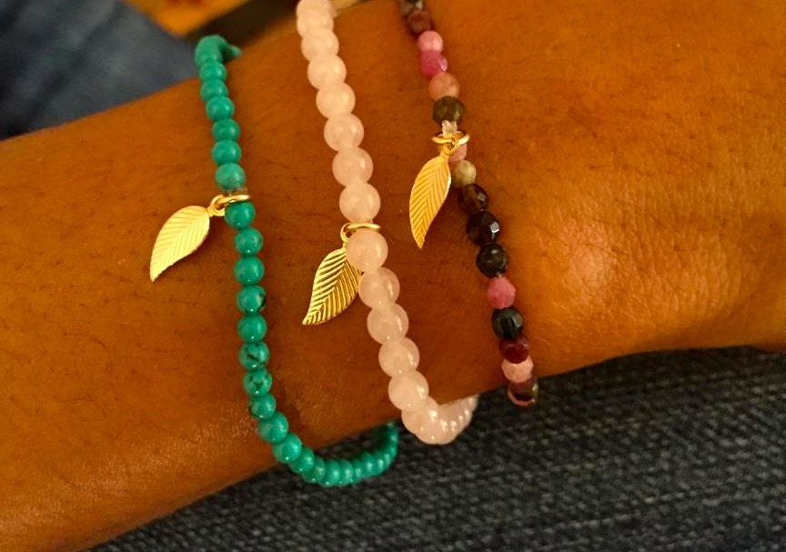 Beaded semi-precious stone stretch bracelets