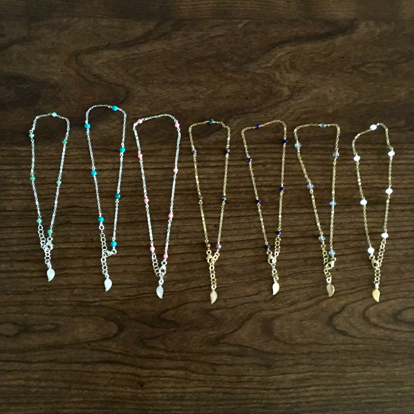 Anklets hand made with semi-precious stones