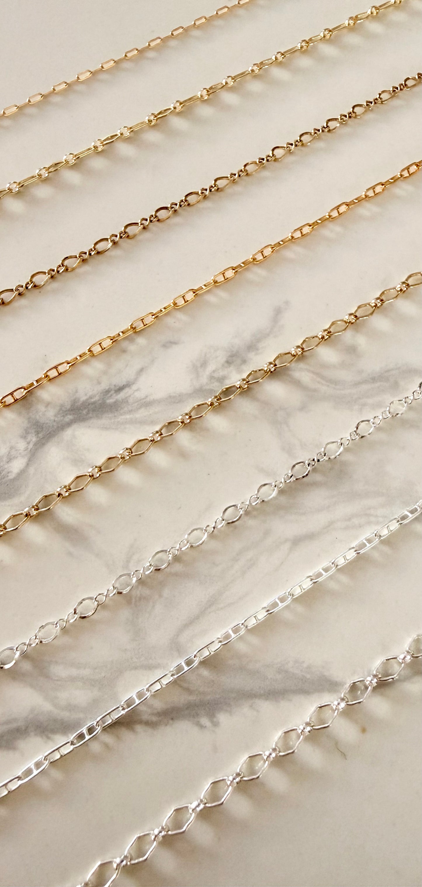 Anklet: Sterling silver or 14k gold filled, various styles