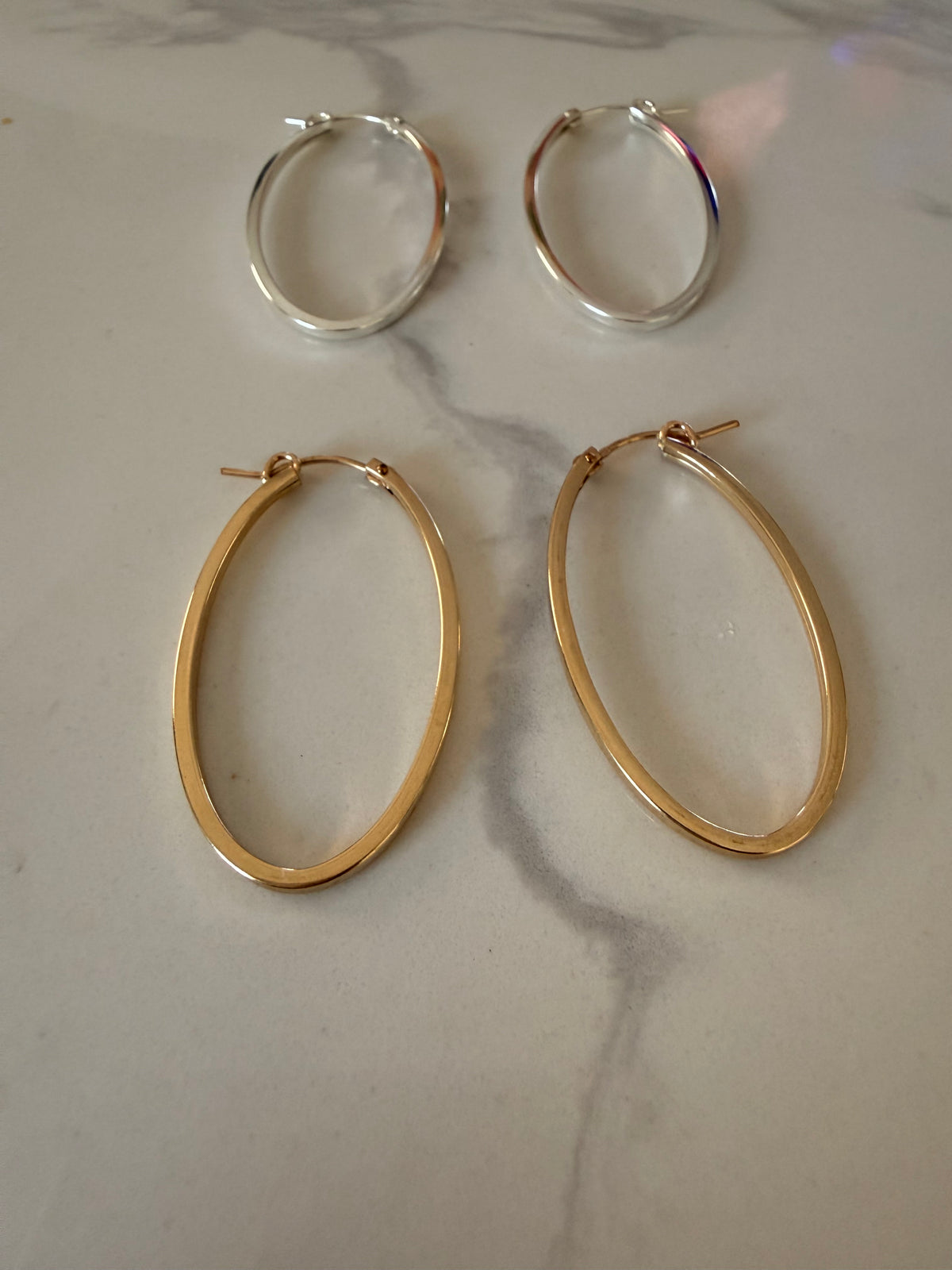 Oval shaped hoop earrings