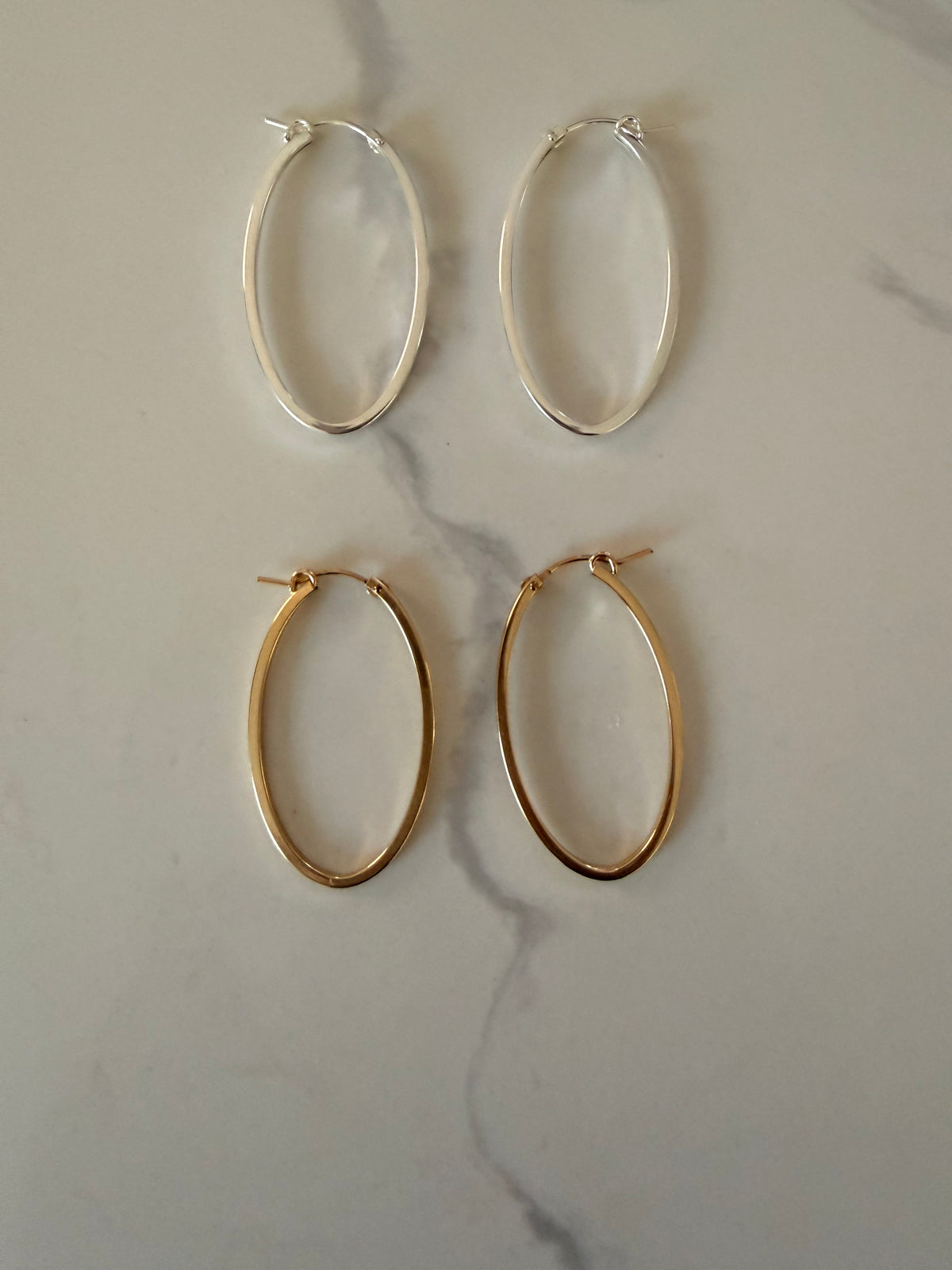 Oval shaped hoop earrings