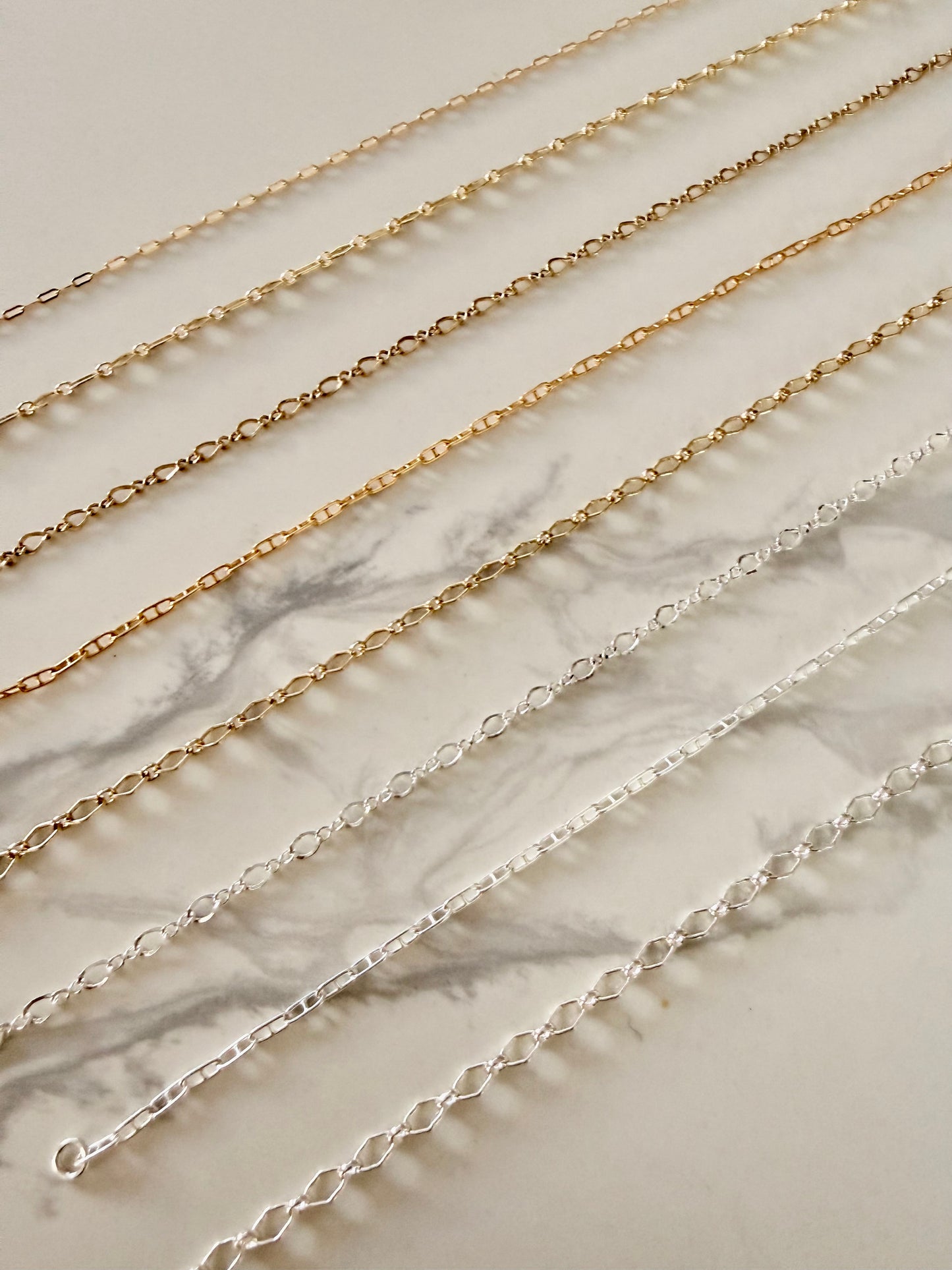 Anklet: Sterling silver or 14k gold filled, various styles