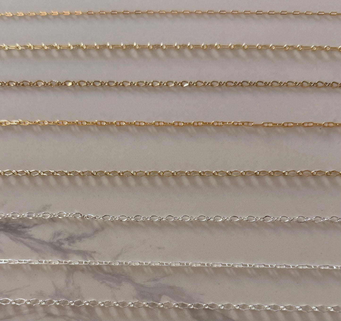 Anklet: Sterling silver or 14k gold filled, various styles