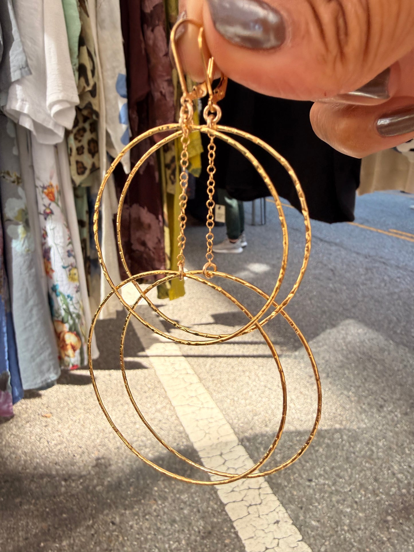Double hoop dangle earrings