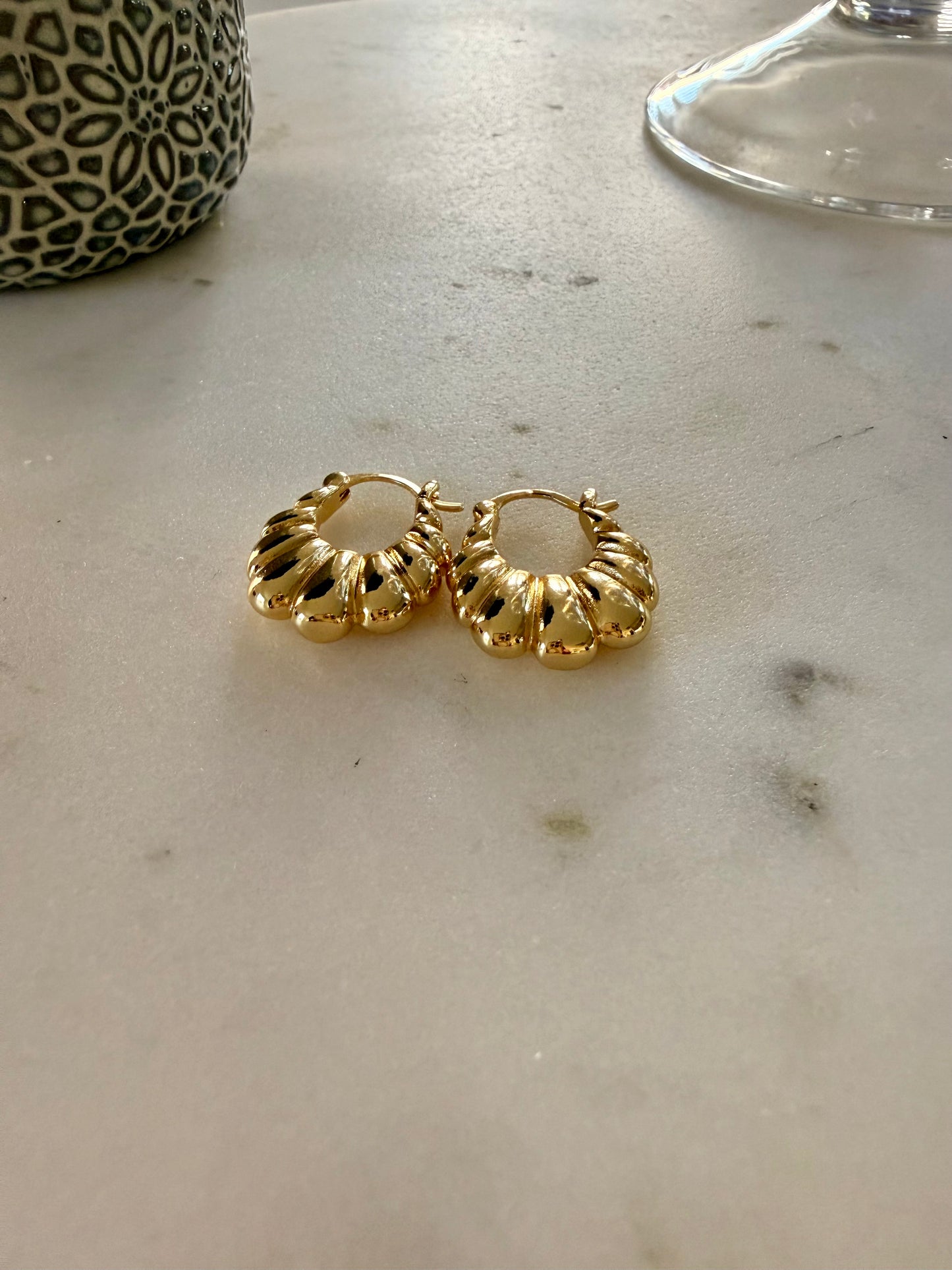Gold croissant hoops