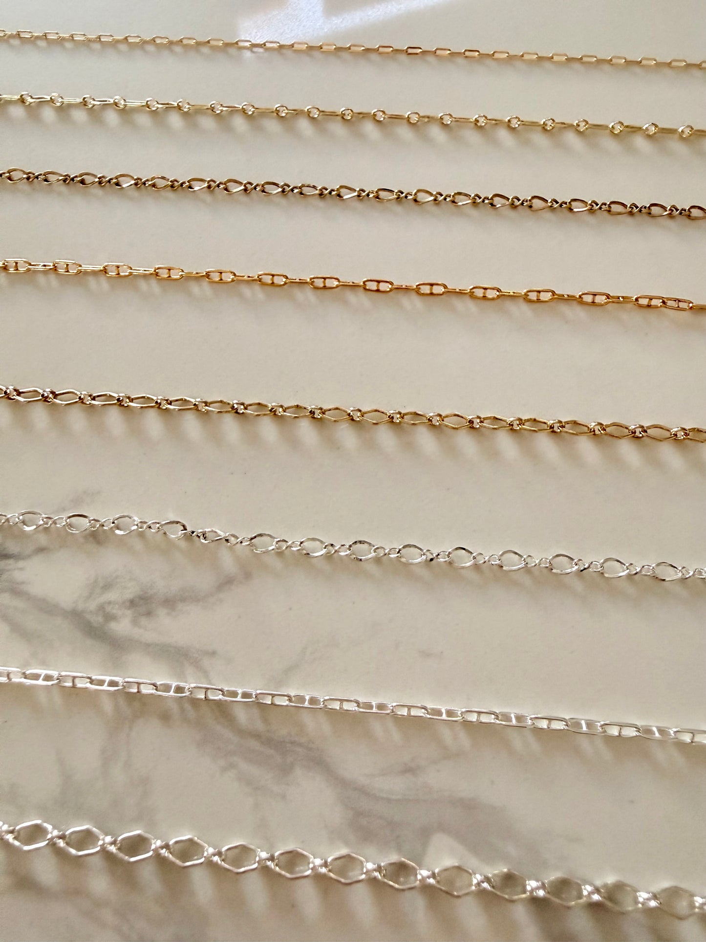 Anklet: Sterling silver or 14k gold filled, various styles