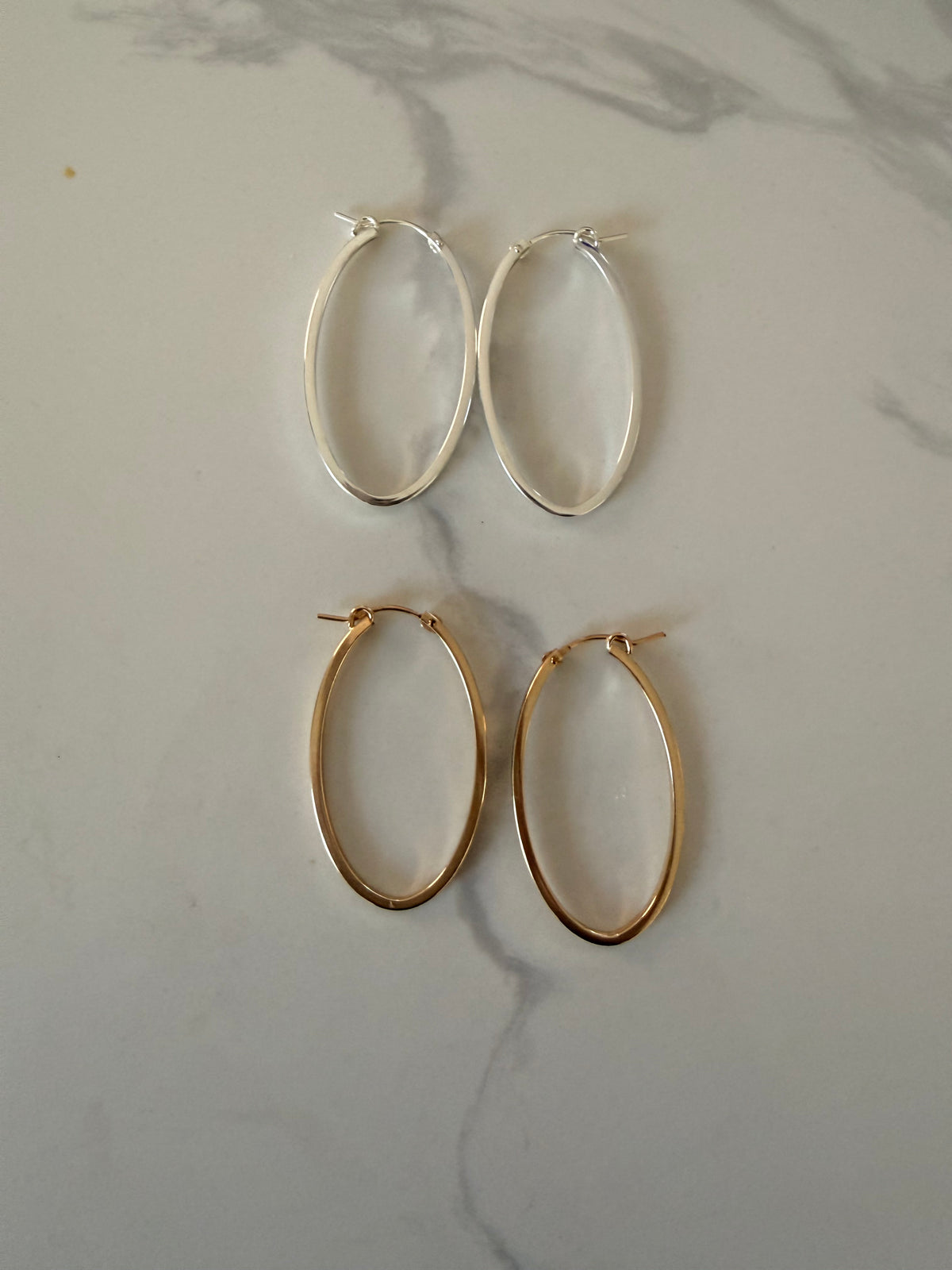 Oval shaped hoop earrings