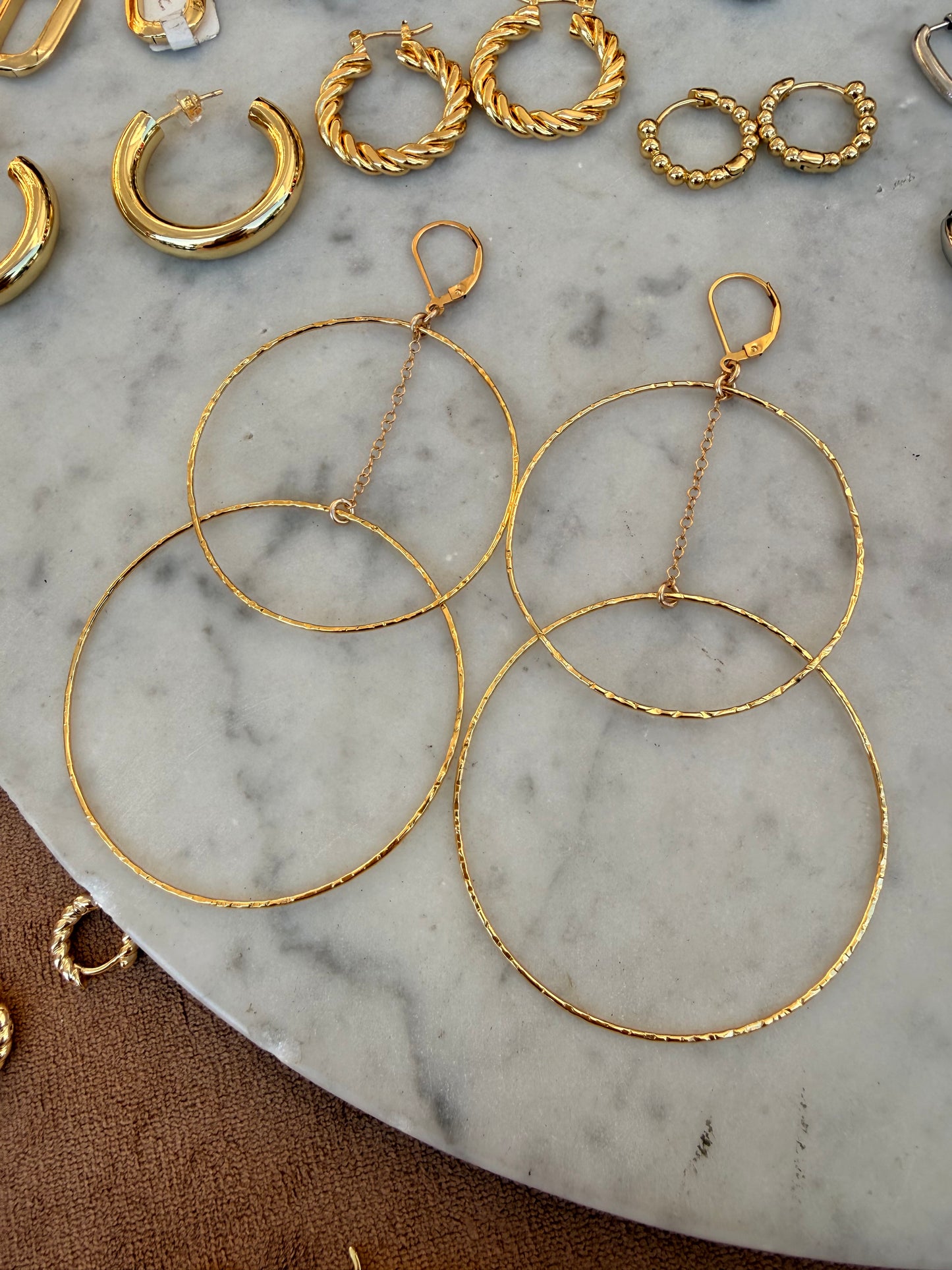Double hoop dangle earrings