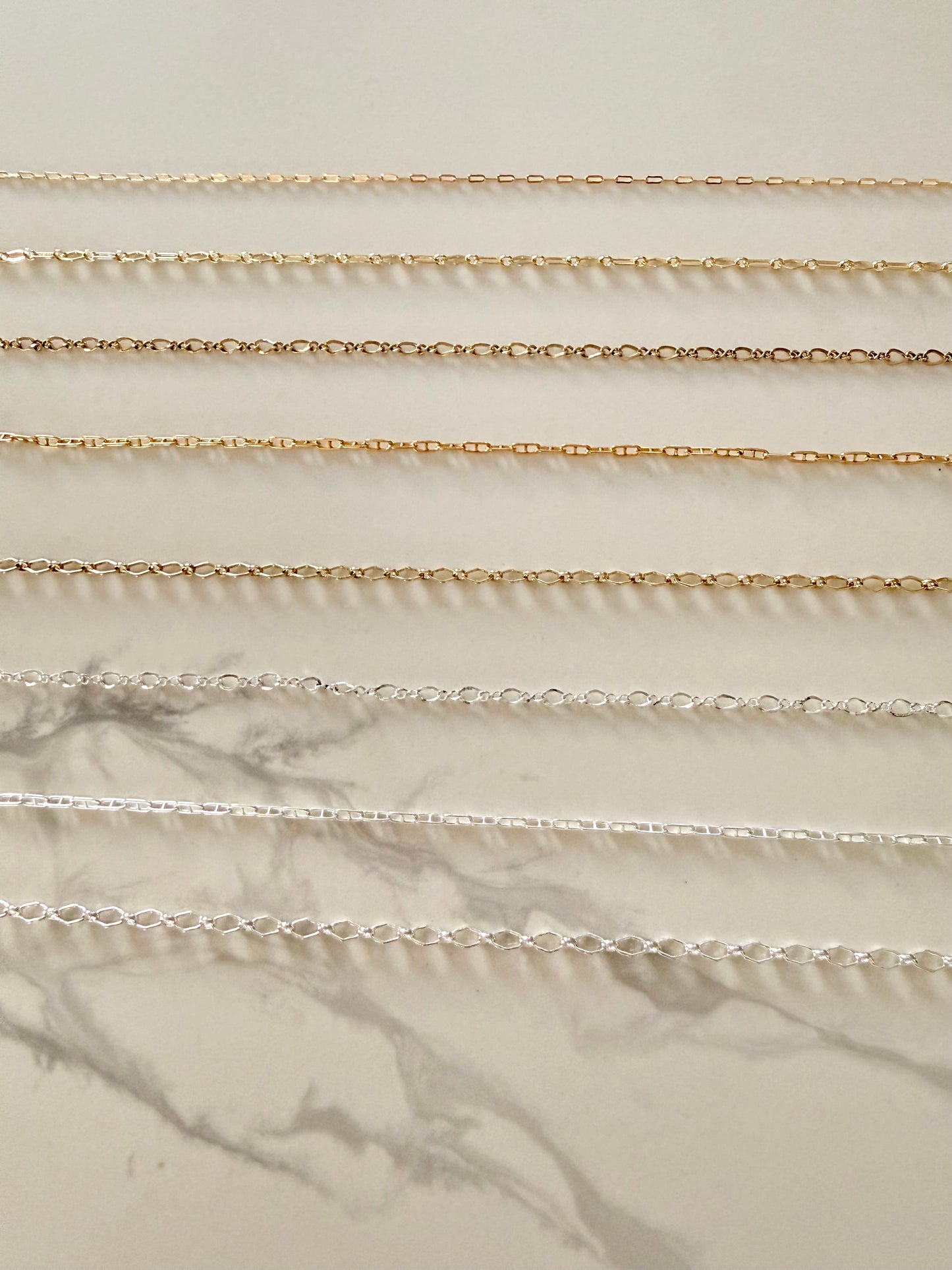 Anklet: Sterling silver or 14k gold filled, various styles