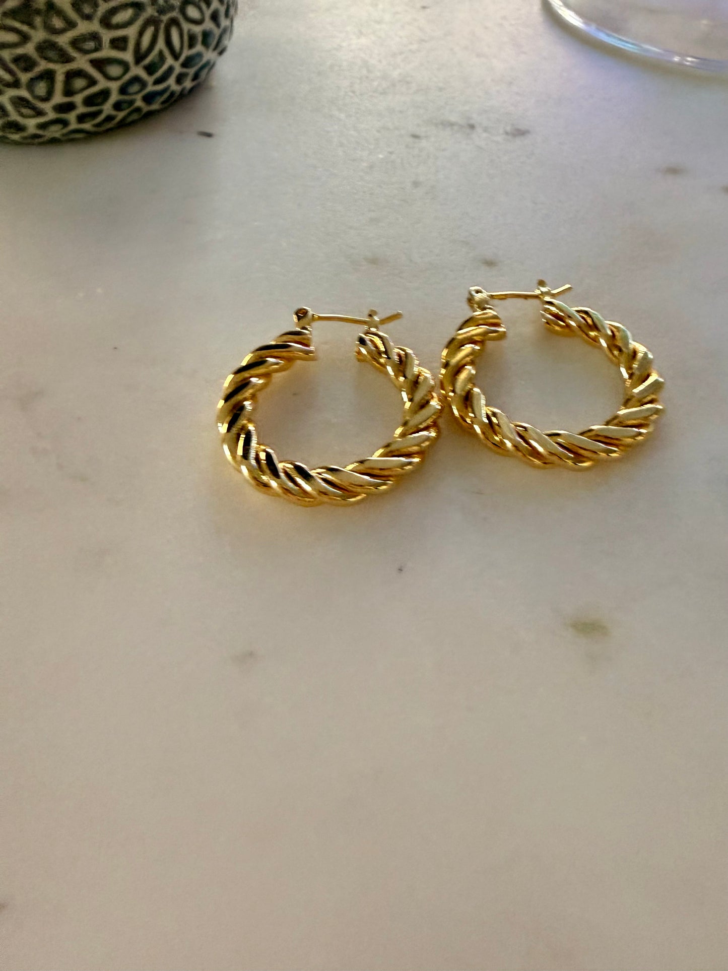 Gold filled twisted hoops