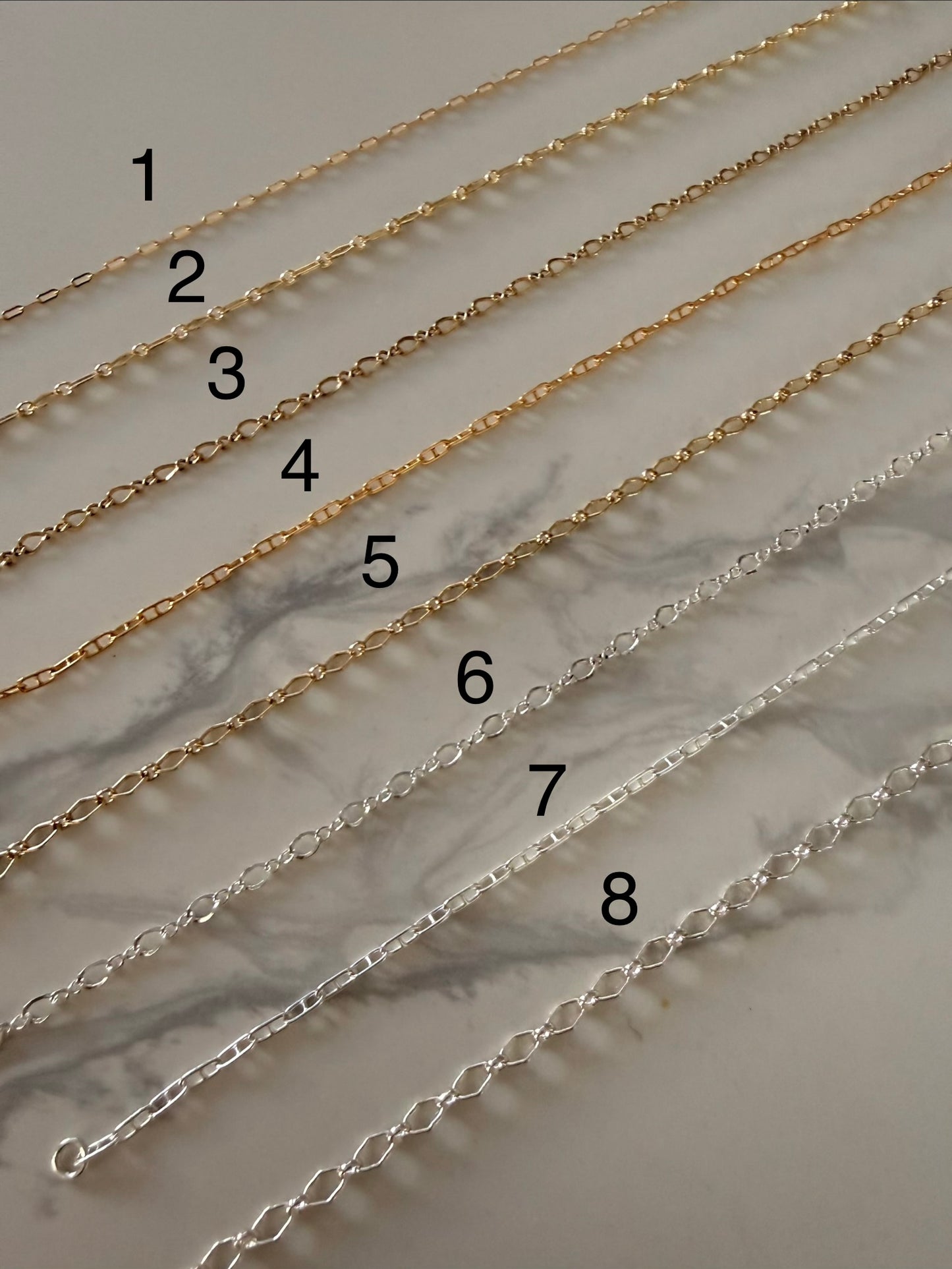Anklet: Sterling silver or 14k gold filled, various styles