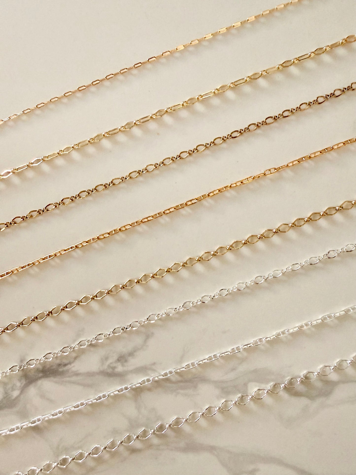 Anklet: Sterling silver or 14k gold filled, various styles