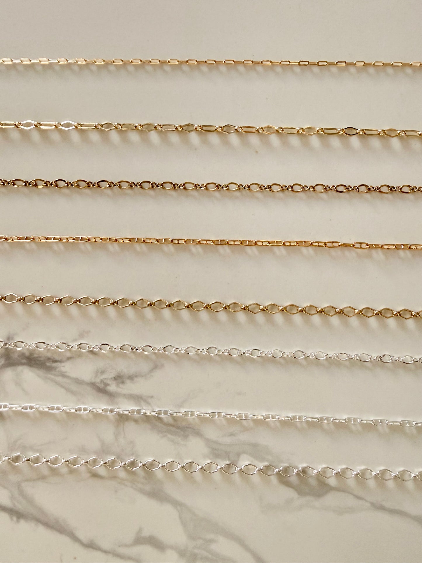 Anklet: Sterling silver or 14k gold filled, various styles