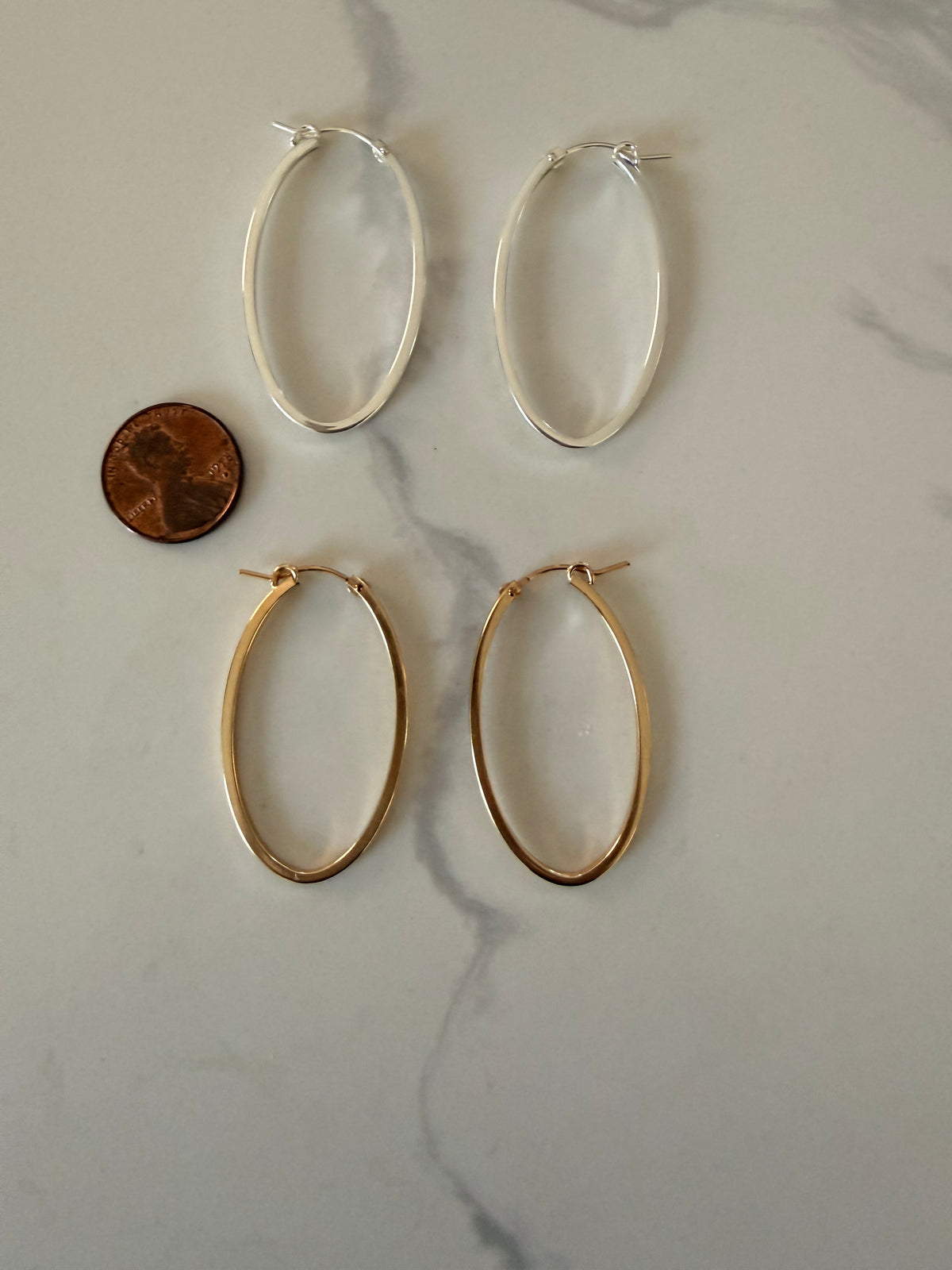 Oval shaped hoop earrings