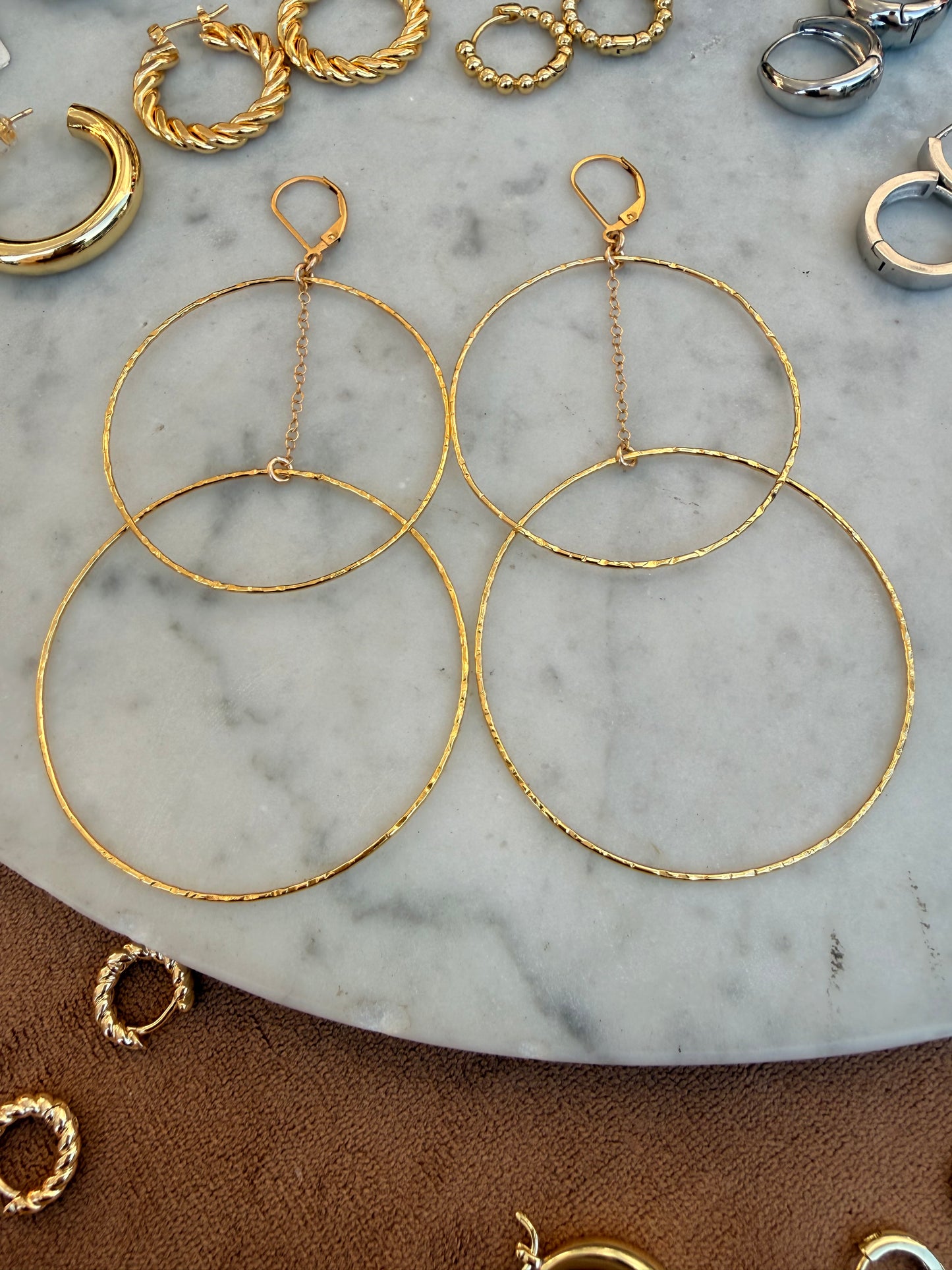 Double hoop dangle earrings