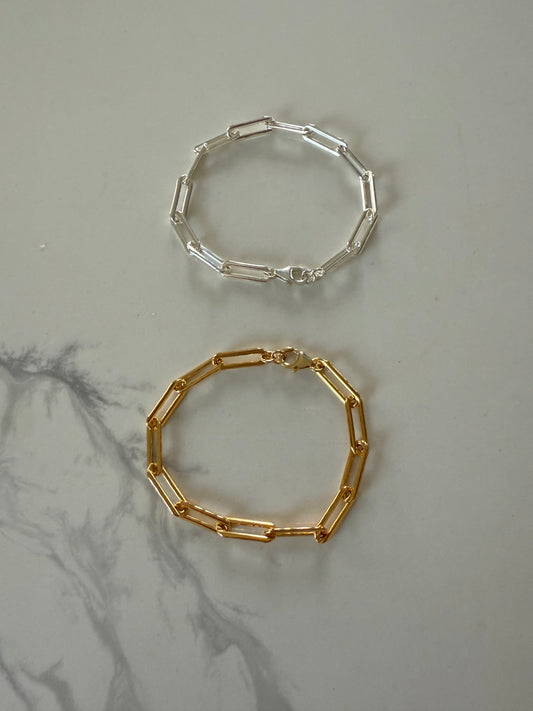 Chunky paper clip link bracelet