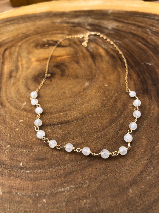 Moonstone beaded hand made wire wrapped choker